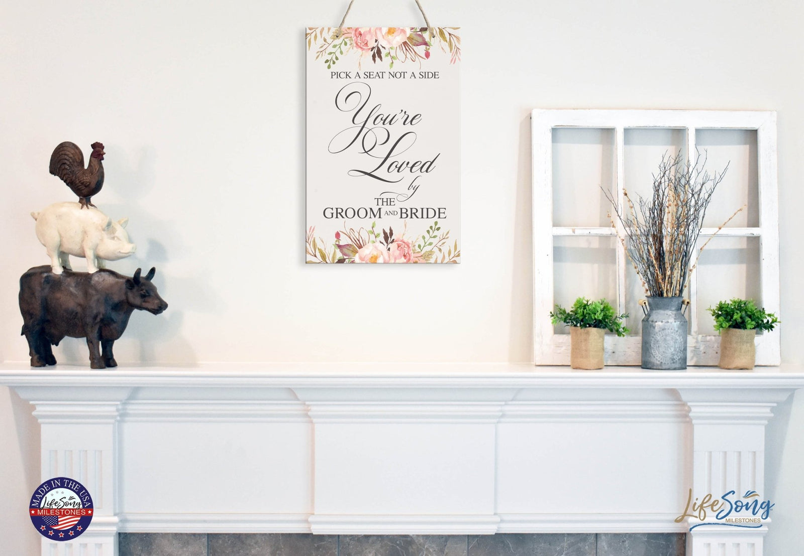 Modern Wooden Wall Hanging Rope Sign for Wedding 8 x 12 - Pick A Seat - LifeSong Milestones