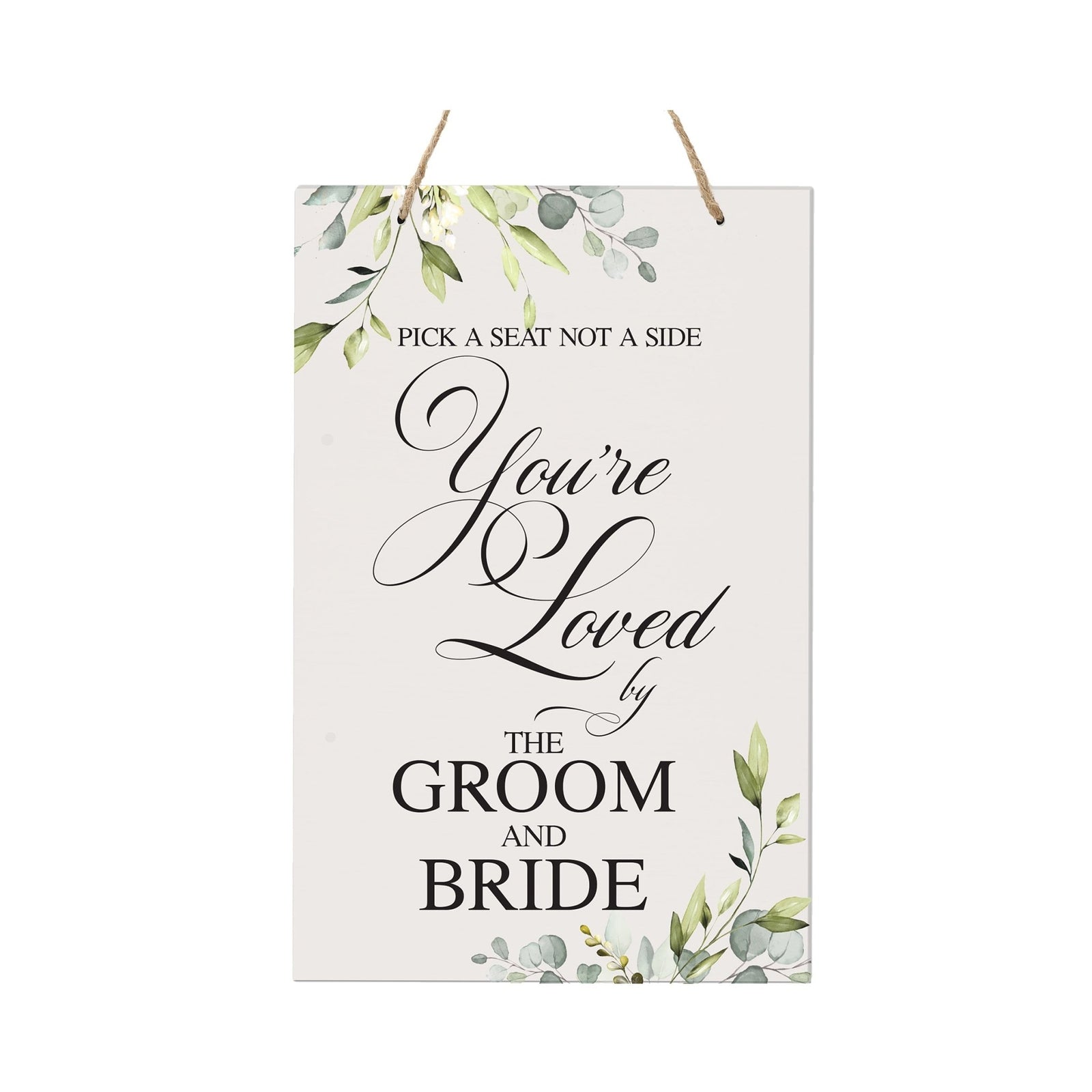 Modern Wooden Wall Hanging Rope Sign for Wedding 8 x 12 - Pick A Seat - LifeSong Milestones