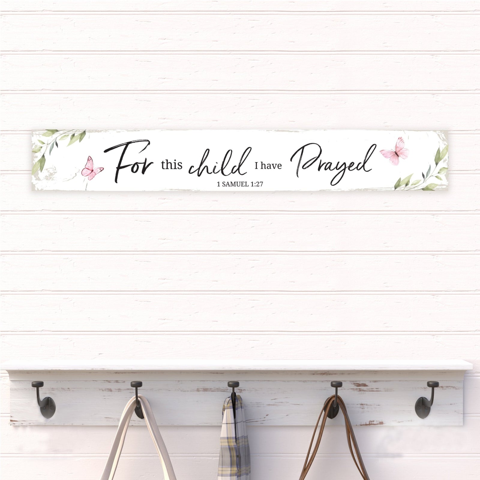 Modern Wooden Wall Plaque With Inspirational Verse For Home Décor & Gift Ideas - For This Child I Prayed - LifeSong Milestones