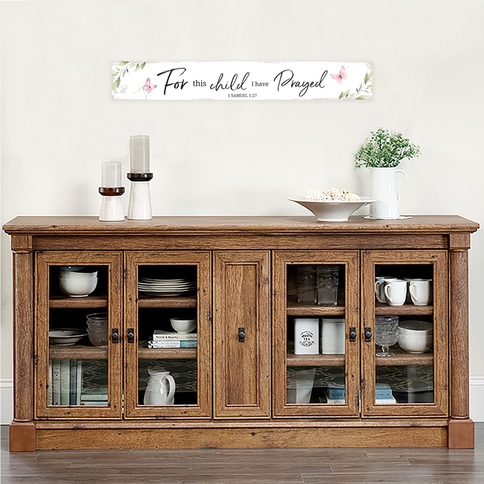 Modern Wooden Wall Plaque With Inspirational Verse For Home Décor & Gift Ideas - For This Child I Prayed - LifeSong Milestones