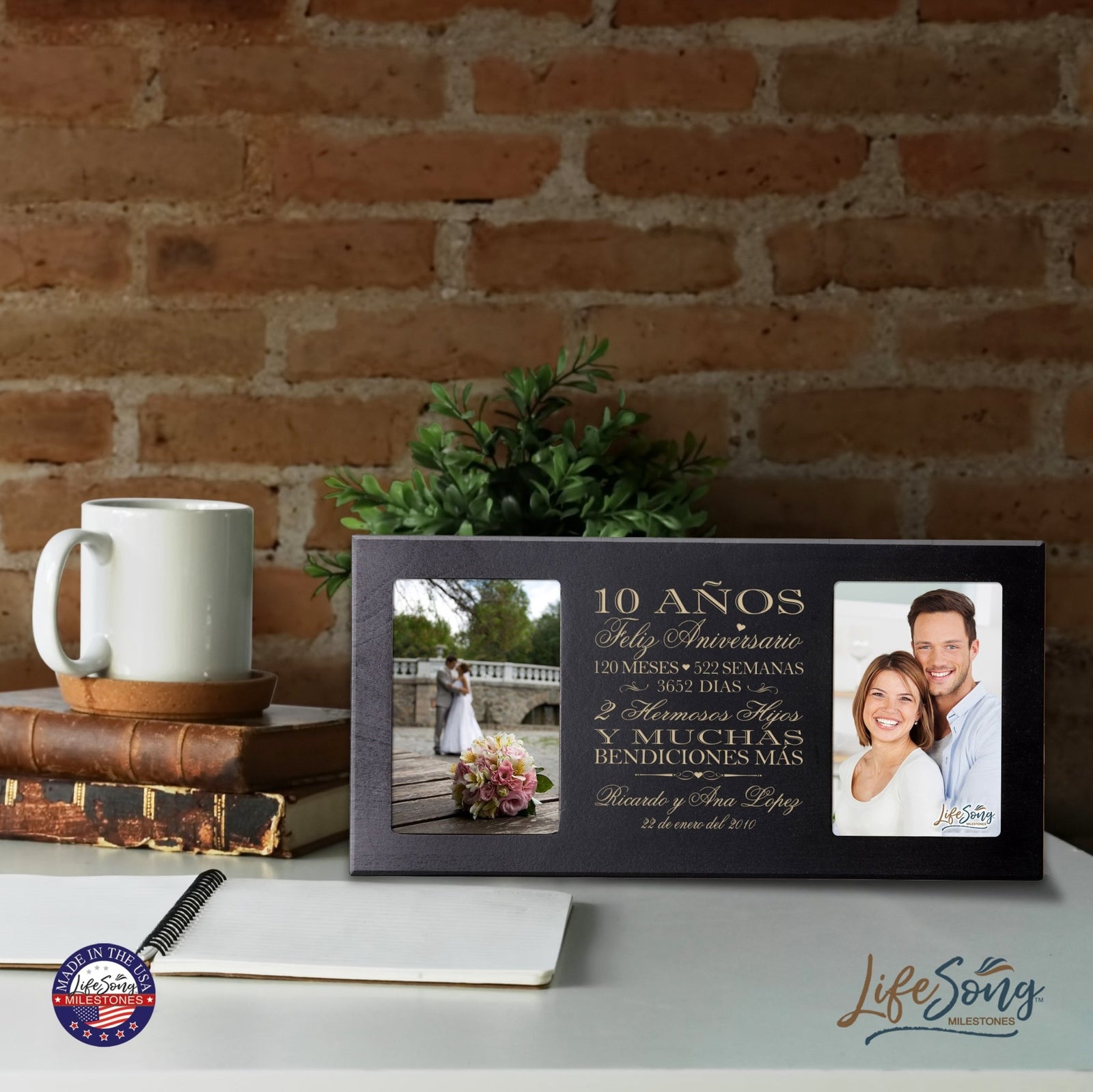 Lifesong Milestones Personalized Couples 10th Wedding Anniversary Spanish Picture Frame