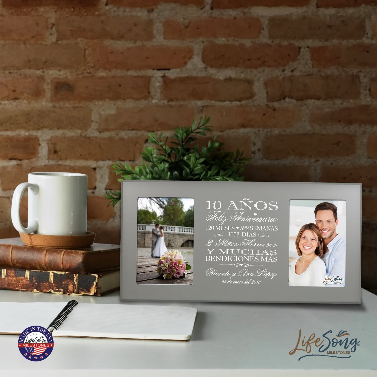 Lifesong Milestones Personalized Couples 10th Wedding Anniversary Spanish Picture Frame