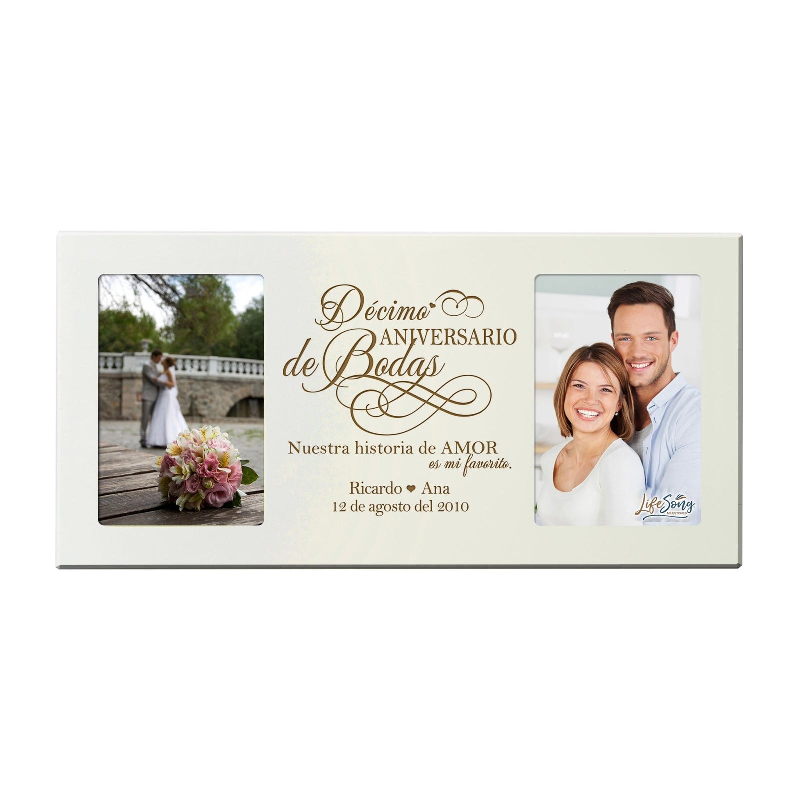 Lifesong Milestones Personalized Couples 10th Wedding Anniversary Spanish Picture Frame Home Dec