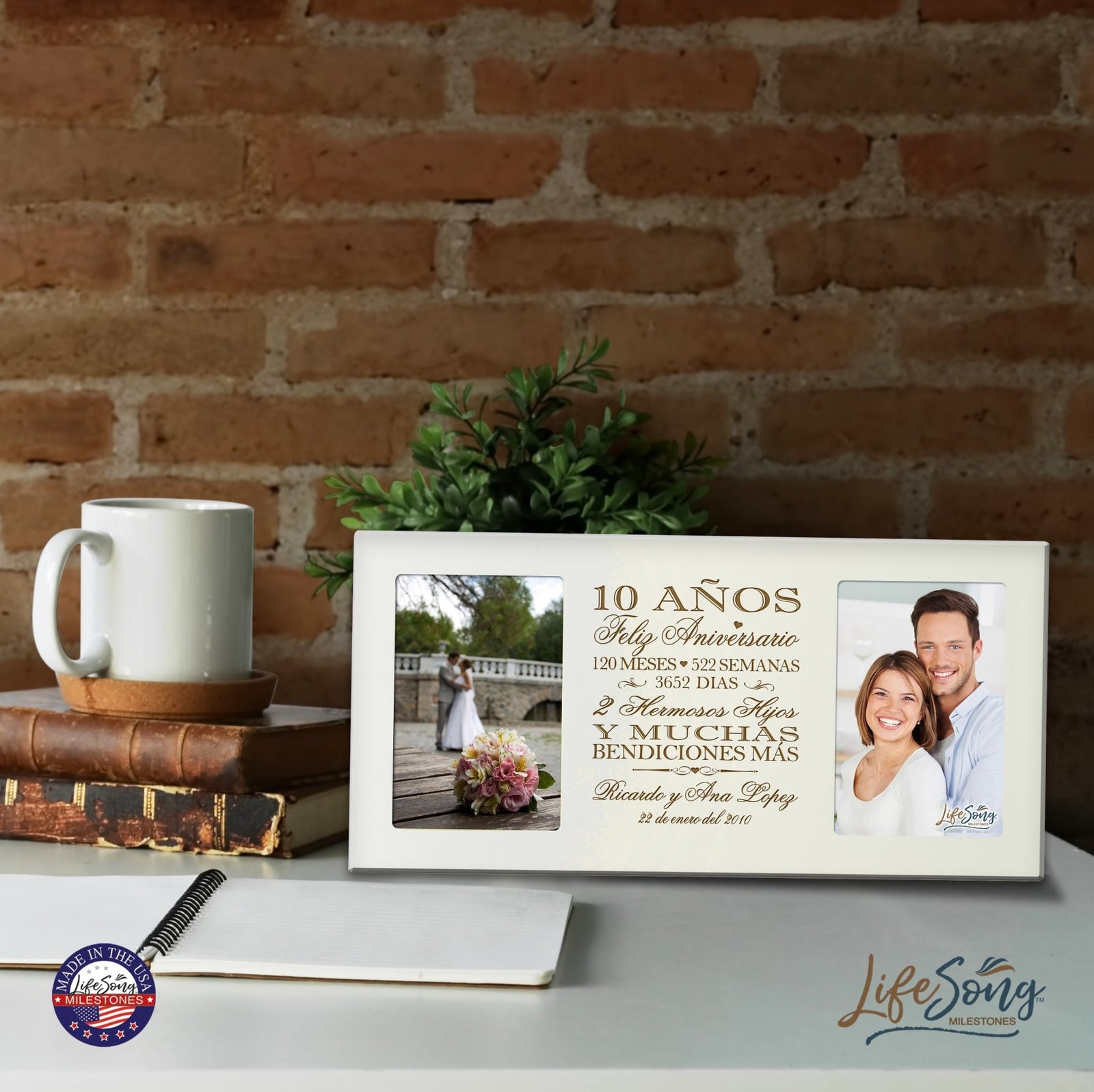 Lifesong Milestones Personalized Couples 10th Wedding Anniversary Spanish Picture Frame