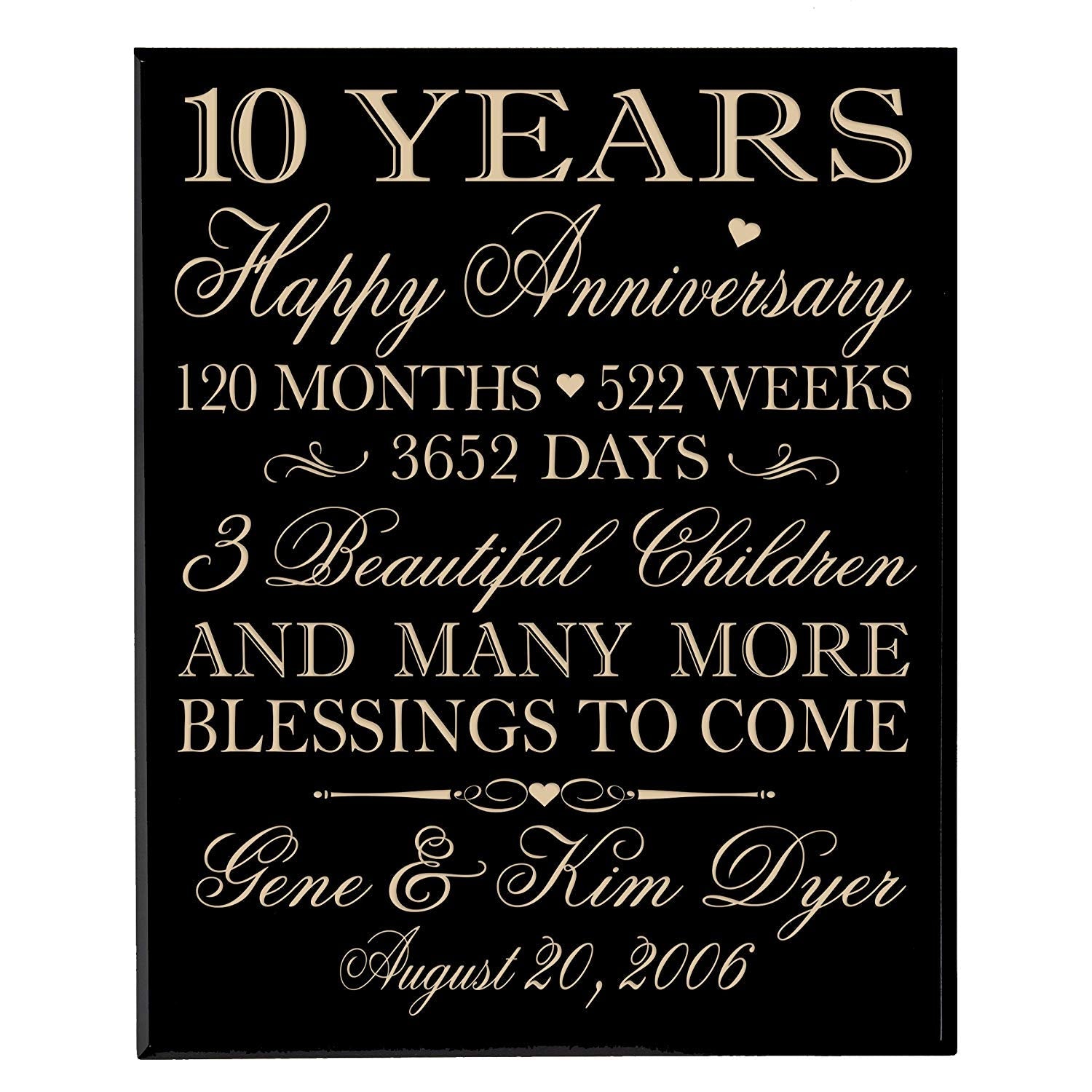 Personalized 10th Anniversary Wall Plaque - Happy Anniversary - LifeSong Milestones