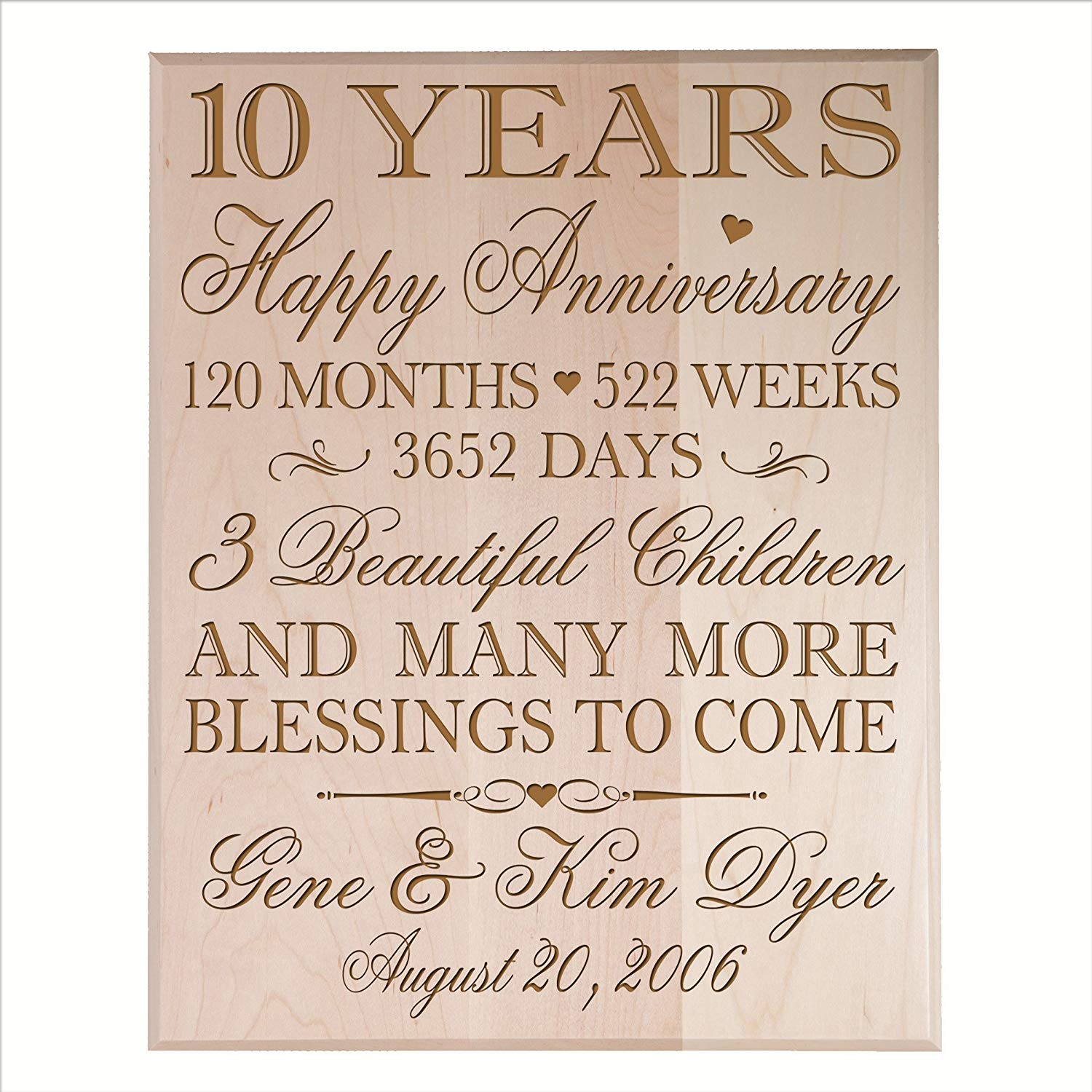 Personalized 10th Anniversary Wall Plaque - Happy Anniversary - LifeSong Milestones