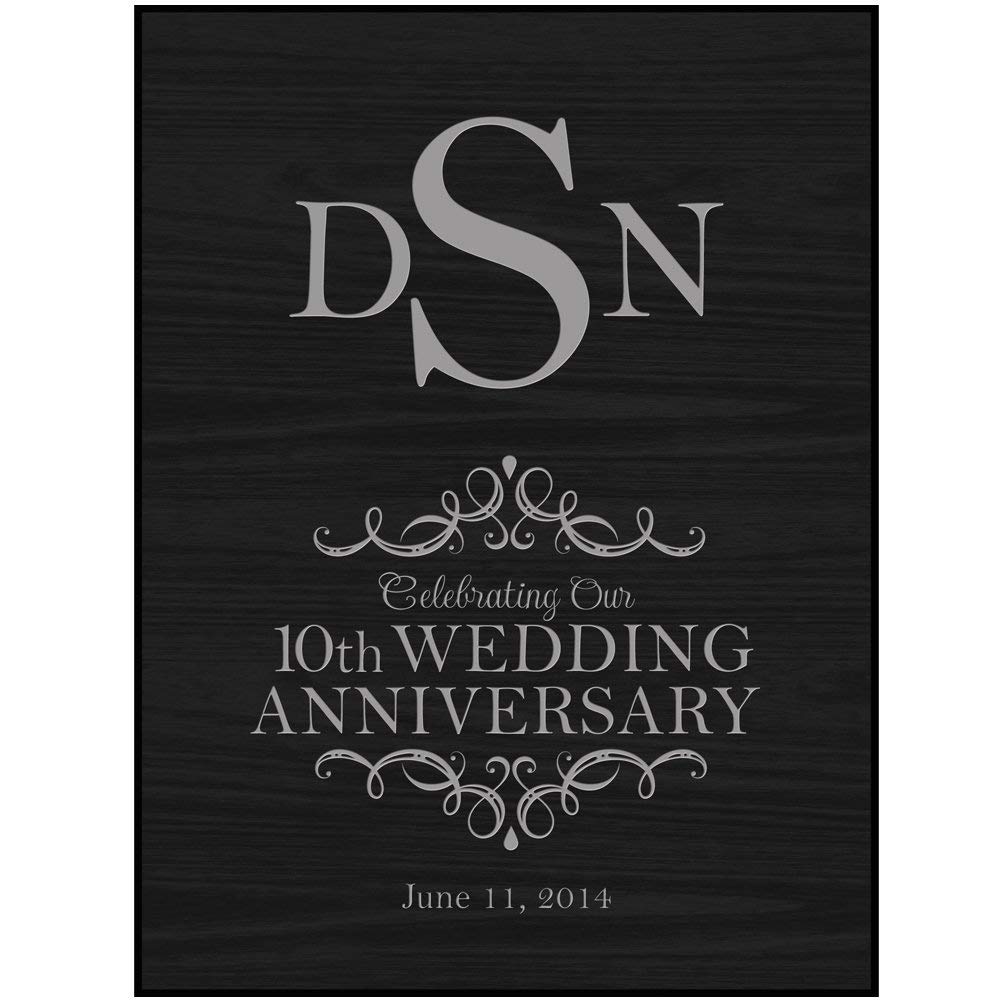 Personalized 10th Wedding Anniversary Black Wall Decor (Black) - LifeSong Milestones