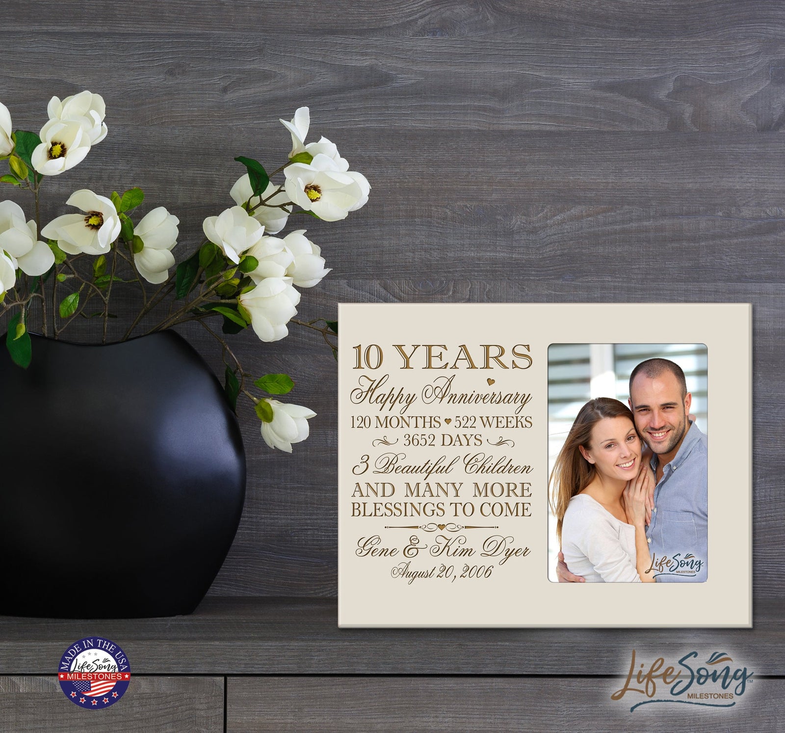 Lifesong Milestones Personalized Unique 10th Wedding Anniversary Picture Frame for Couples