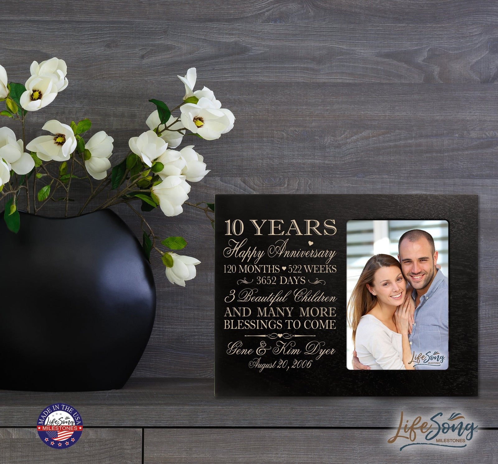 Lifesong Milestones Personalized Unique 10th Wedding Anniversary Picture Frame for Couples