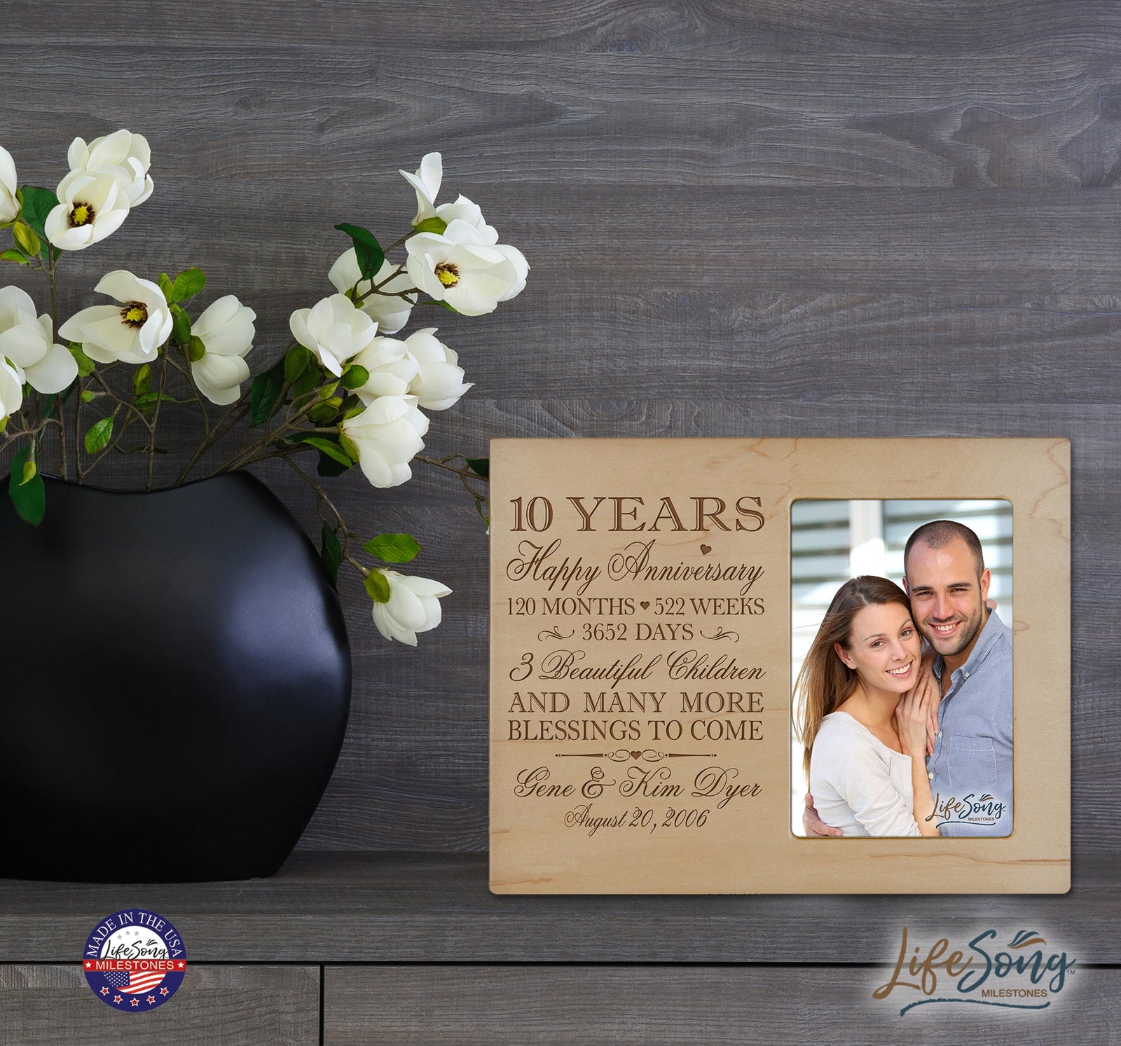 Lifesong Milestones Personalized Unique 10th Wedding Anniversary Picture Frame for Couples