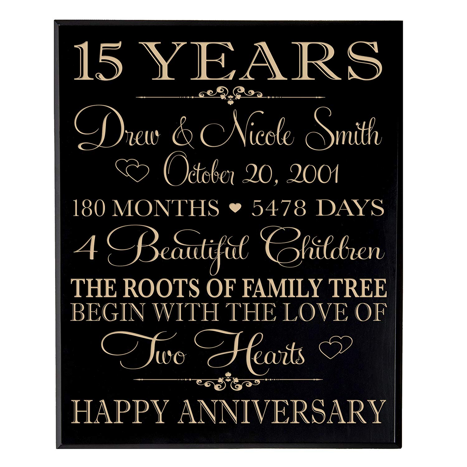 Personalized 15th Anniversary Wall Plaque - Family Tree - LifeSong Milestones