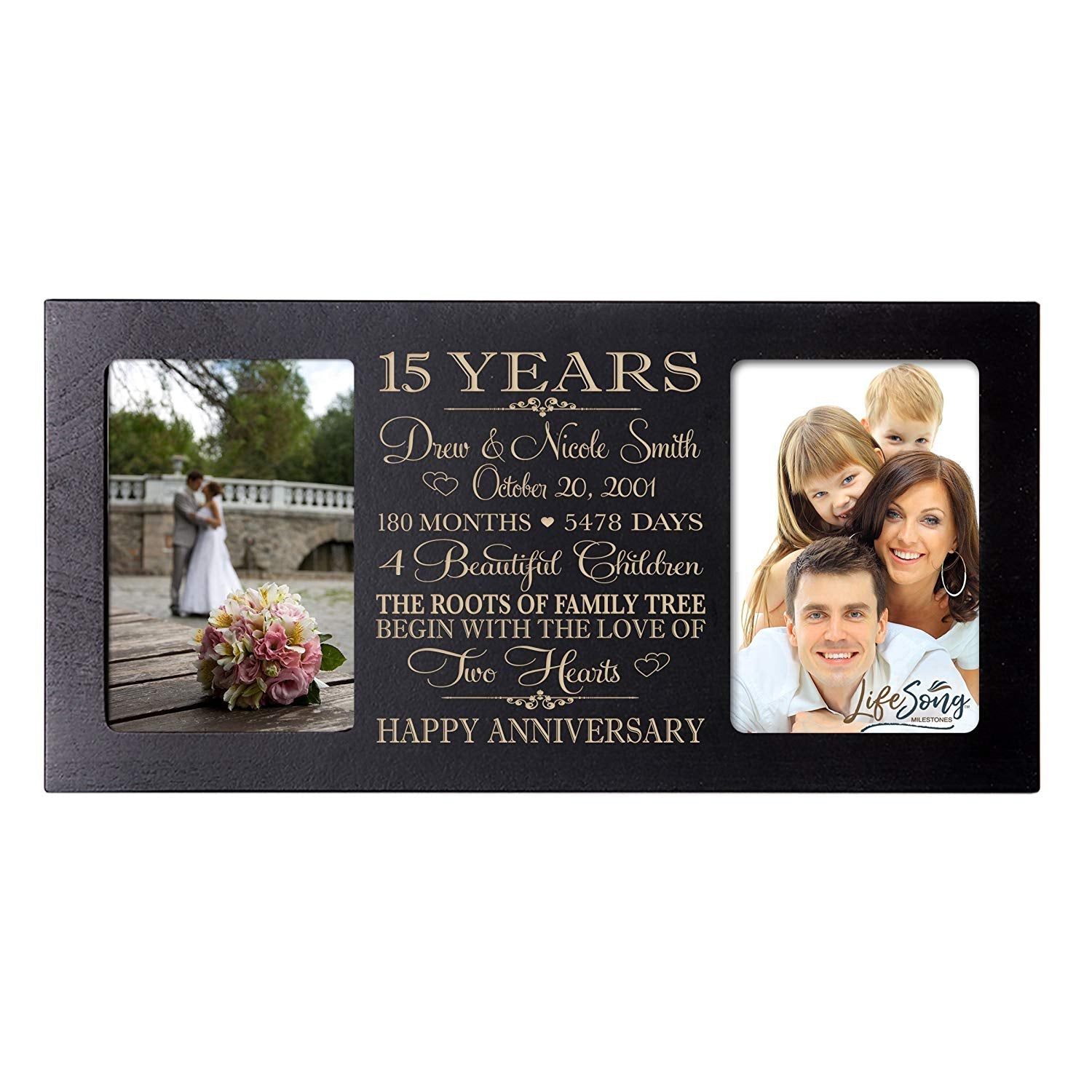 Lifesong Milestones Personalized Picture Frame for Couples 15th Wedding Anniversary Decorations