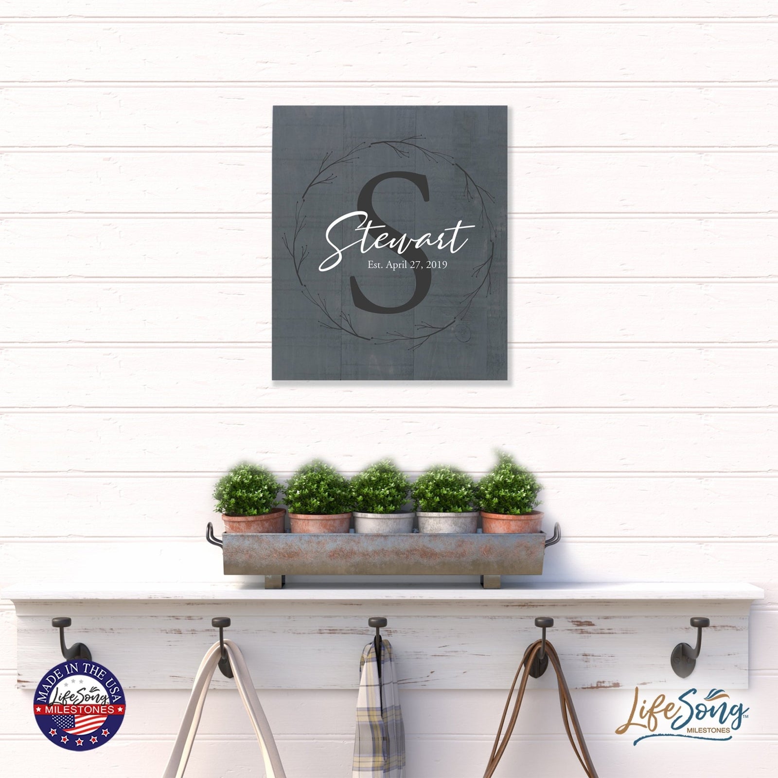Personalized 18x21 Modern Family Established Wooden Pallet Wall Art Home Decoration - Stewart (S) - LifeSong Milestones