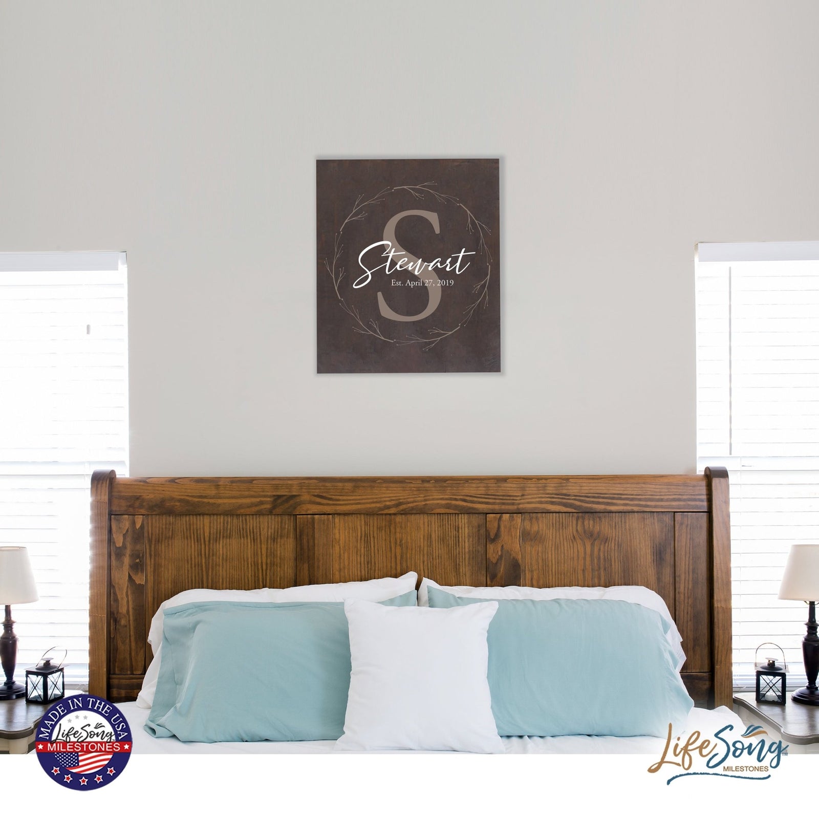 Personalized 18x21 Modern Family Established Wooden Pallet Wall Art Home Decoration - Stewart (S) - LifeSong Milestones