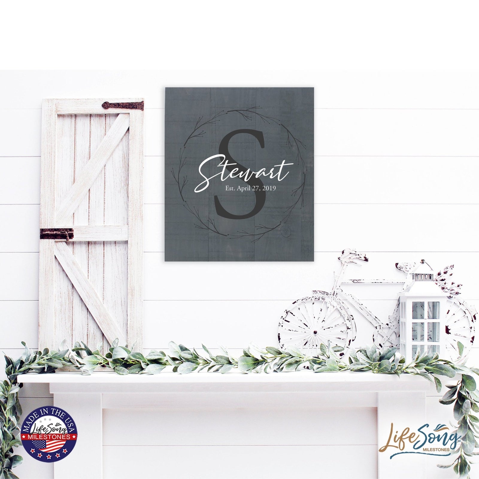 Personalized 18x21 Modern Family Established Wooden Pallet Wall Art Home Decoration - Stewart (S) - LifeSong Milestones