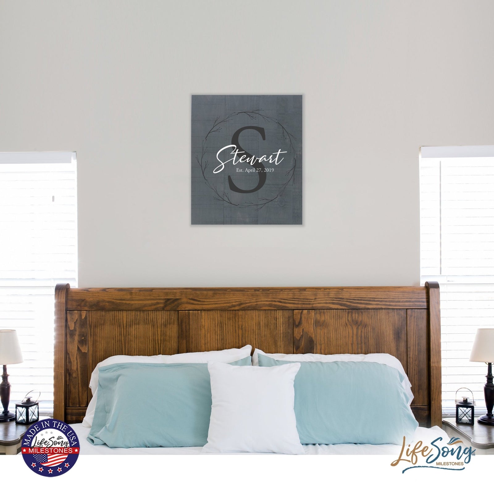 Personalized 18x21 Modern Family Established Wooden Pallet Wall Art Home Decoration - Stewart (S) - LifeSong Milestones
