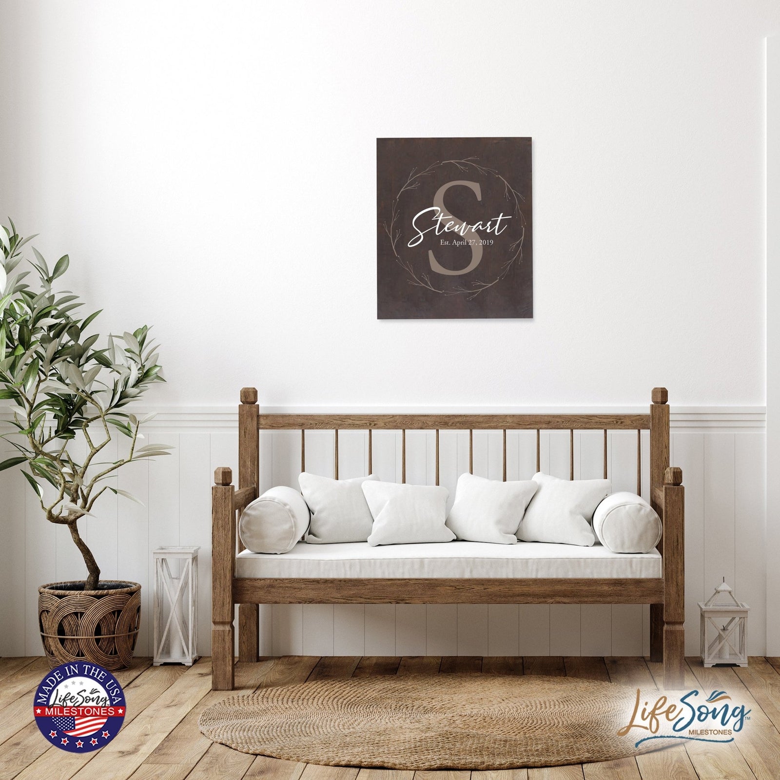 Personalized 18x21 Modern Family Established Wooden Pallet Wall Art Home Decoration - Stewart (S) - LifeSong Milestones