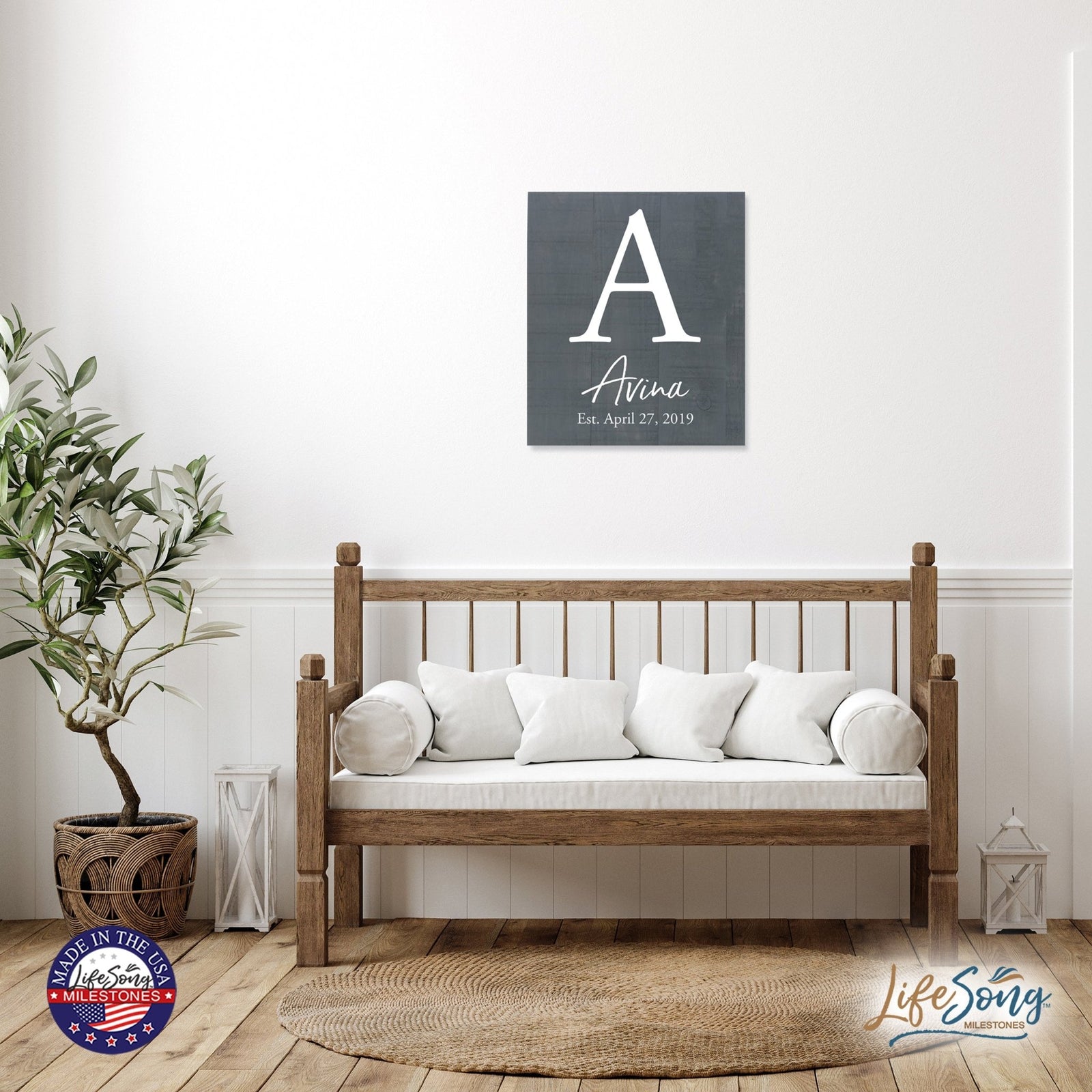 Personalized 18x21 Modern Family Established Wooden Pallet Wall Art Home Decoration - The Avina - LifeSong Milestones