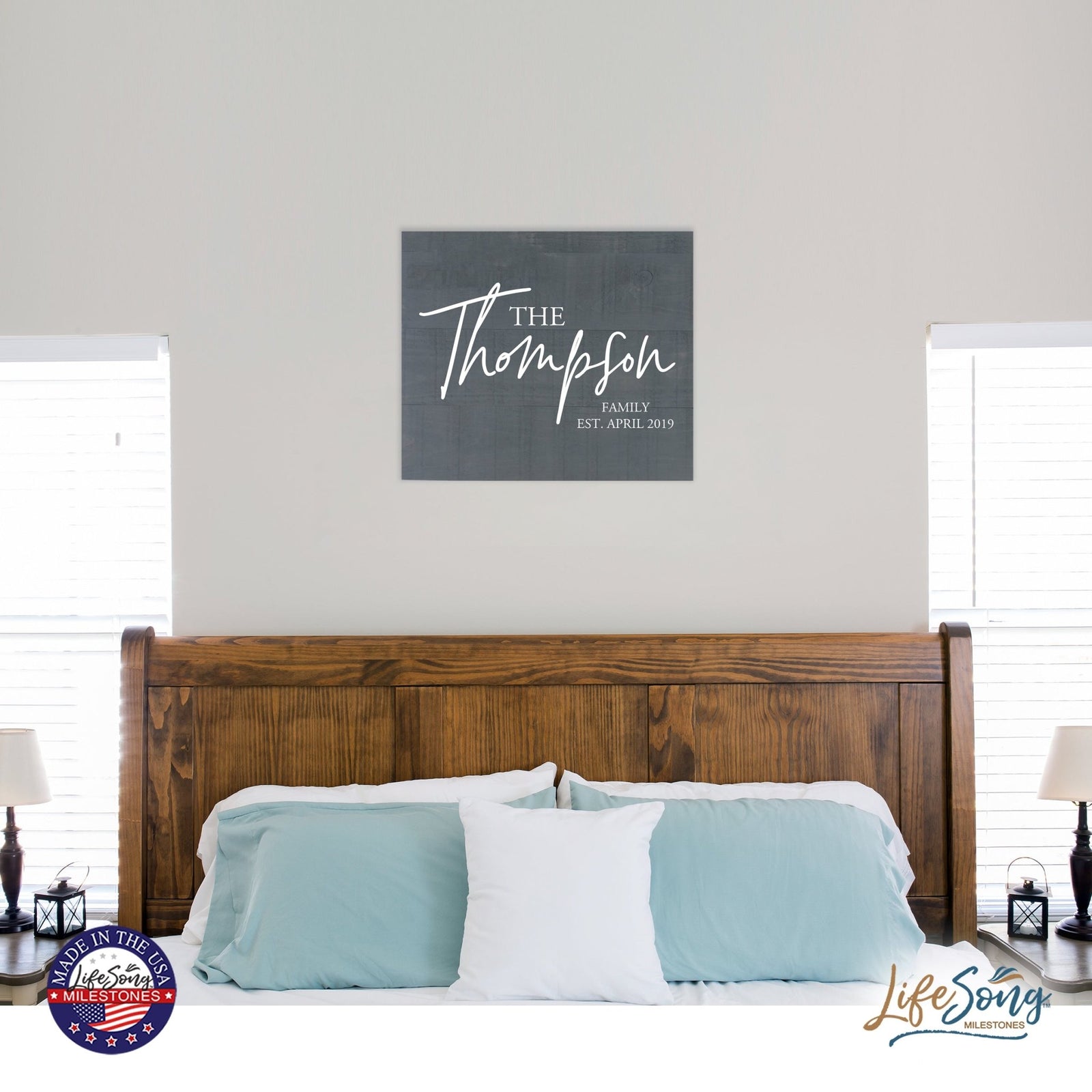 Personalized 18x21 Modern Family Established Wooden Pallet Wall Art Home Decoration - The Thompson - LifeSong Milestones
