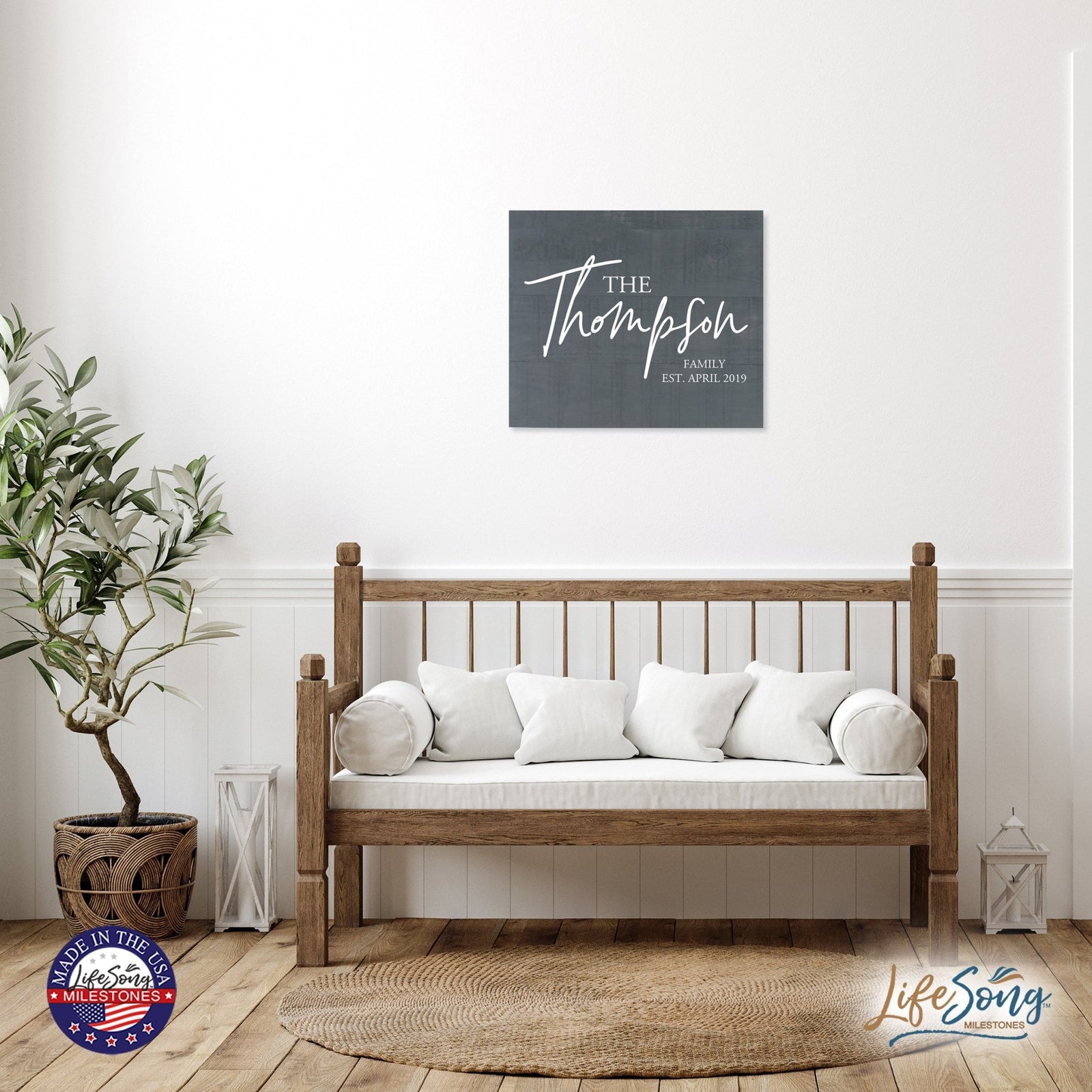 Personalized 18x21 Modern Family Established Wooden Pallet Wall Art Home Decoration - The Thompson - LifeSong Milestones