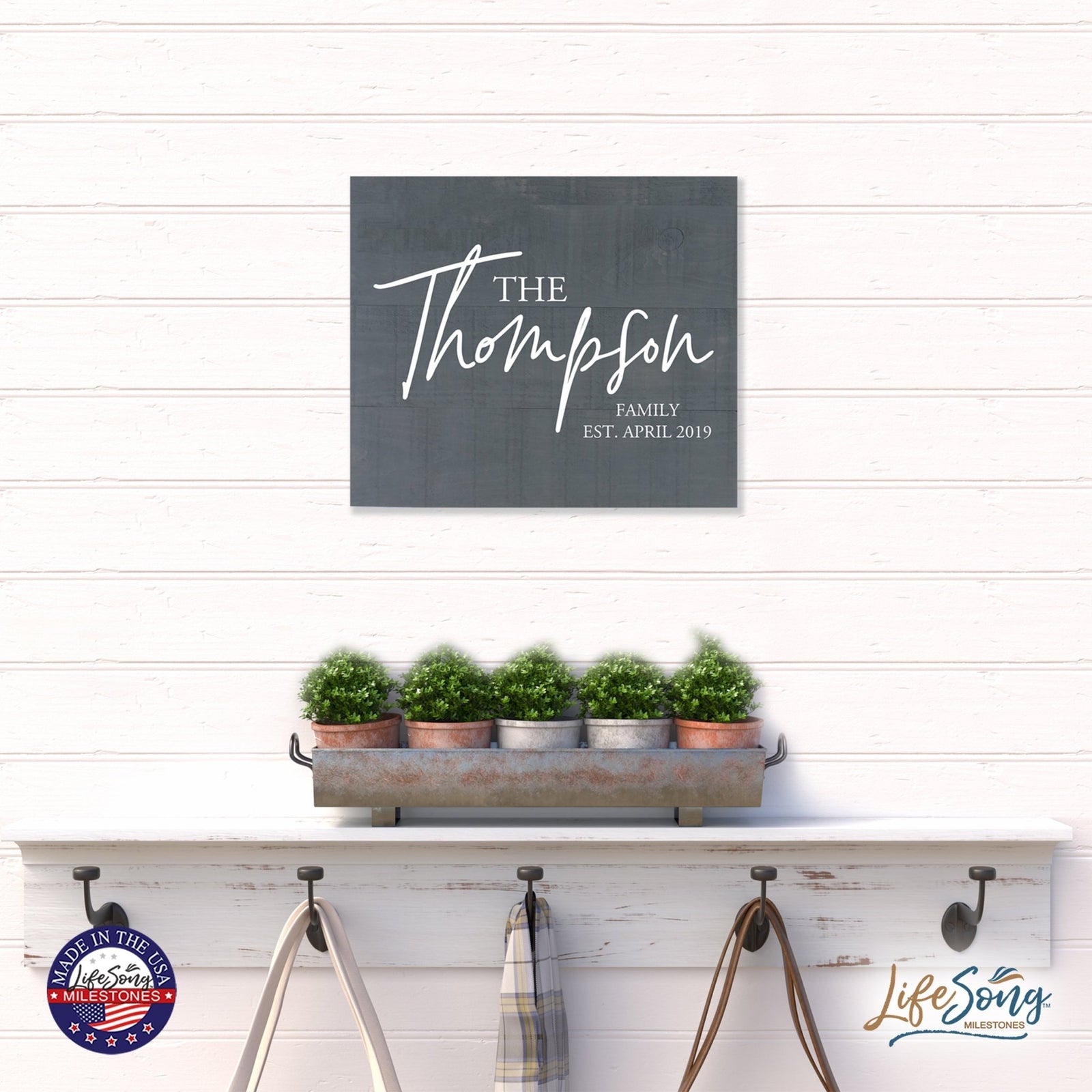 Personalized 18x21 Modern Family Established Wooden Pallet Wall Art Home Decoration - The Thompson - LifeSong Milestones