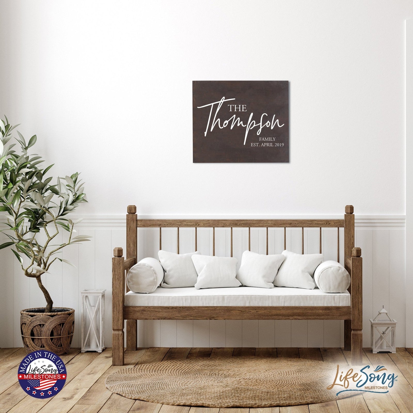 Personalized 18x21 Modern Family Established Wooden Pallet Wall Art Home Decoration - The Thompson - LifeSong Milestones