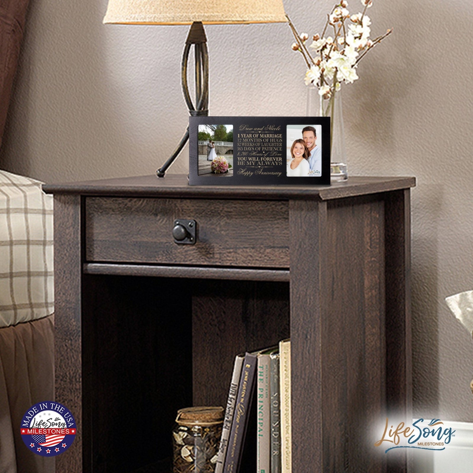 Personalized 1st Anniversary Double Photo Frame - Happy Anniversary - LifeSong Milestones