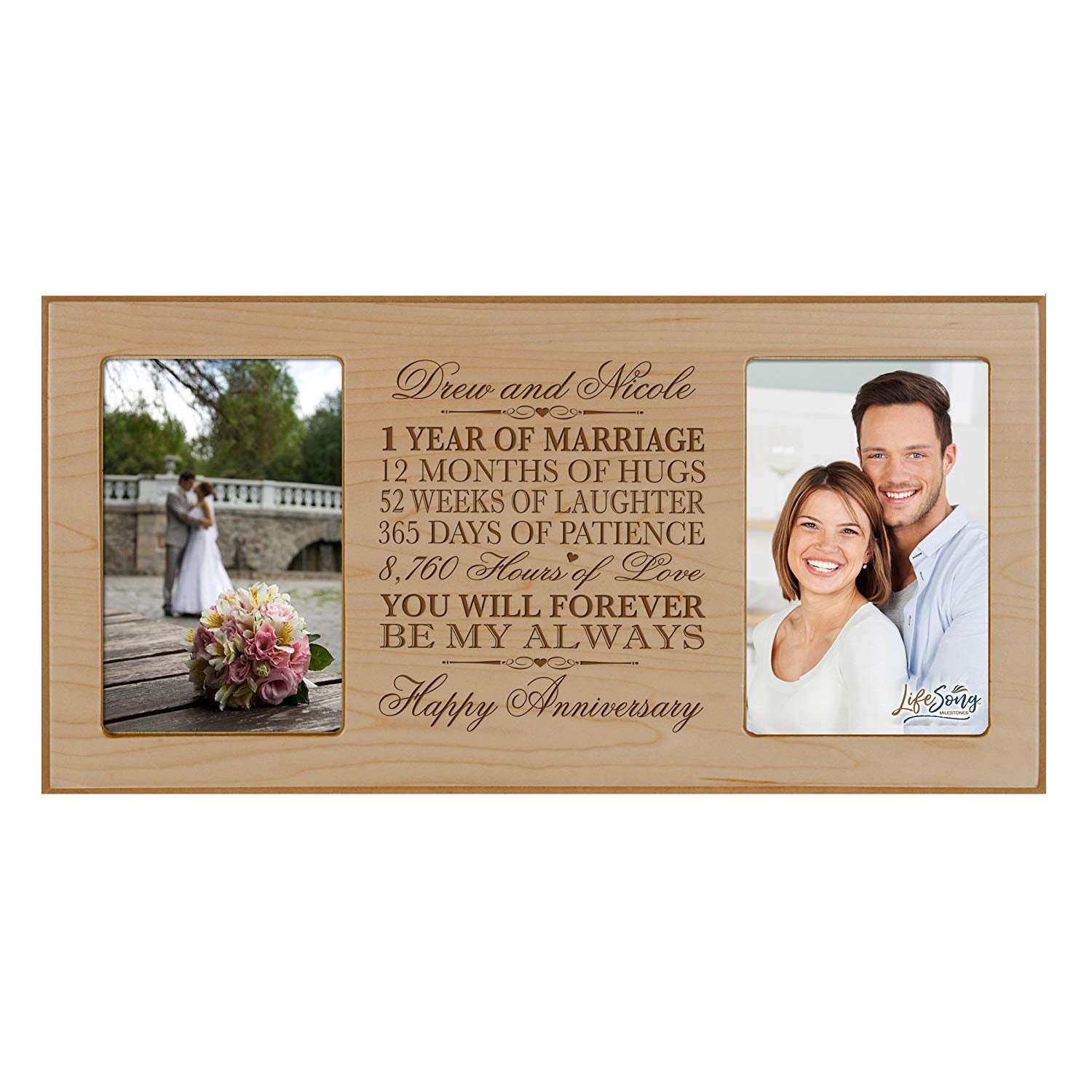 Personalized 1st Anniversary Double Photo Frame - Happy Anniversary - LifeSong Milestones