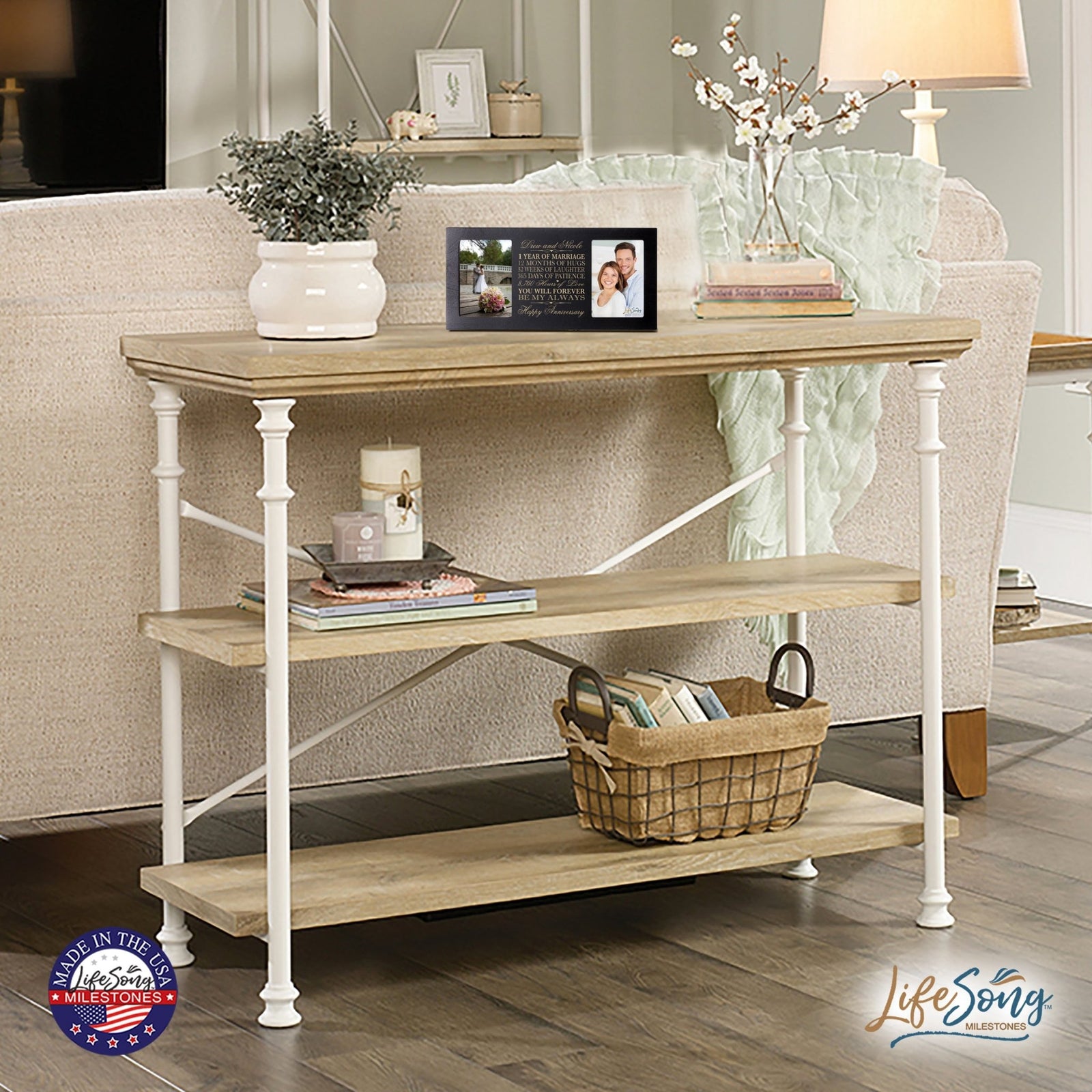 Personalized 1st Anniversary Double Photo Frame - Happy Anniversary - LifeSong Milestones