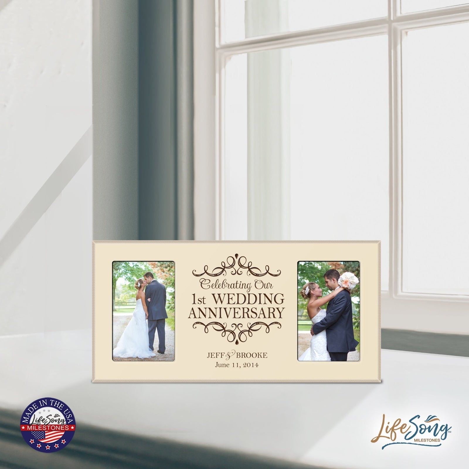 Lifesong Milestones Personalized 1st Wedding Anniversary Double Photo Frame Gift Ideas for Couples