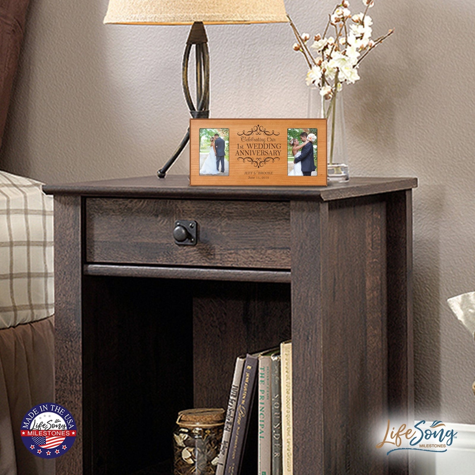 Lifesong Milestones Personalized 1st Wedding Anniversary Double Photo Frame Gift Ideas for Couples