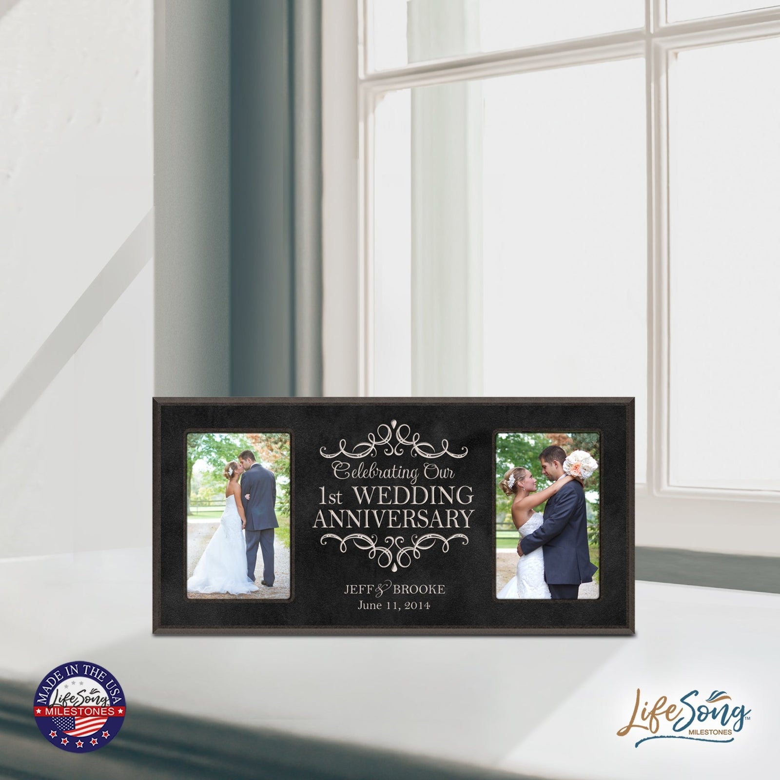 Lifesong Milestones Personalized 1st Wedding Anniversary Double Photo Frame Gift Ideas for Couples