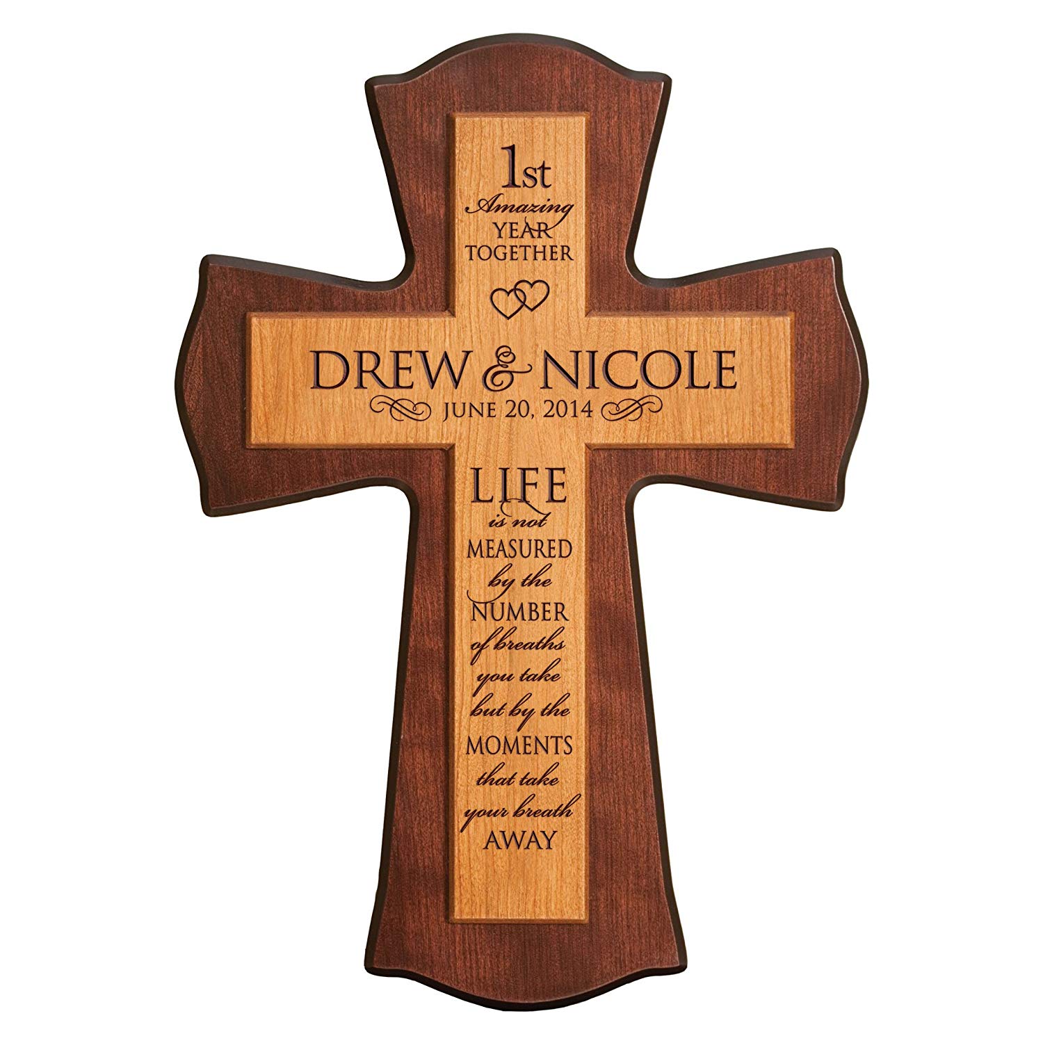 Personalized 1st Wedding Anniversary Wall Cross - Life Is Not Measured