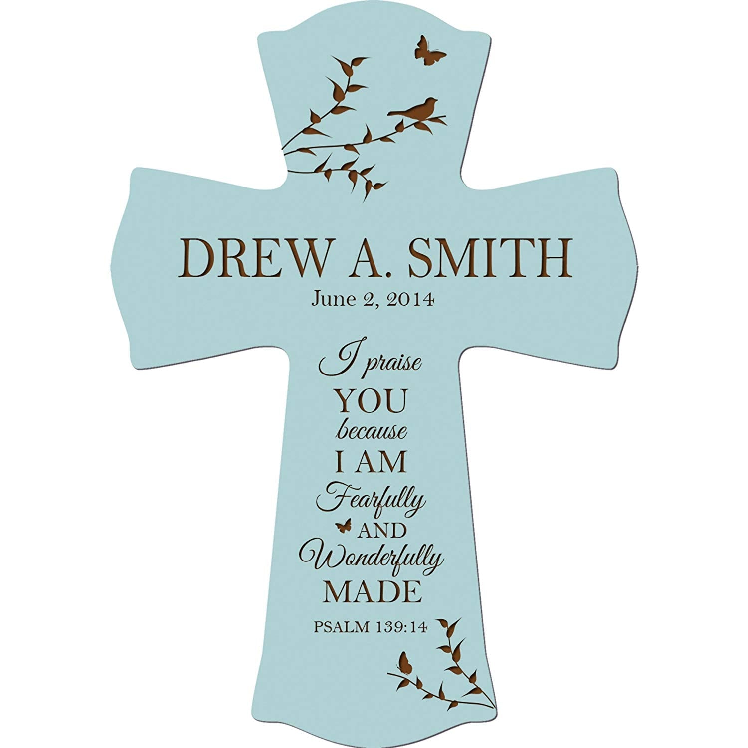 Personalized 1st Holy Communion Wall Cross - Fearfully and Wonderfully - LifeSong Milestones