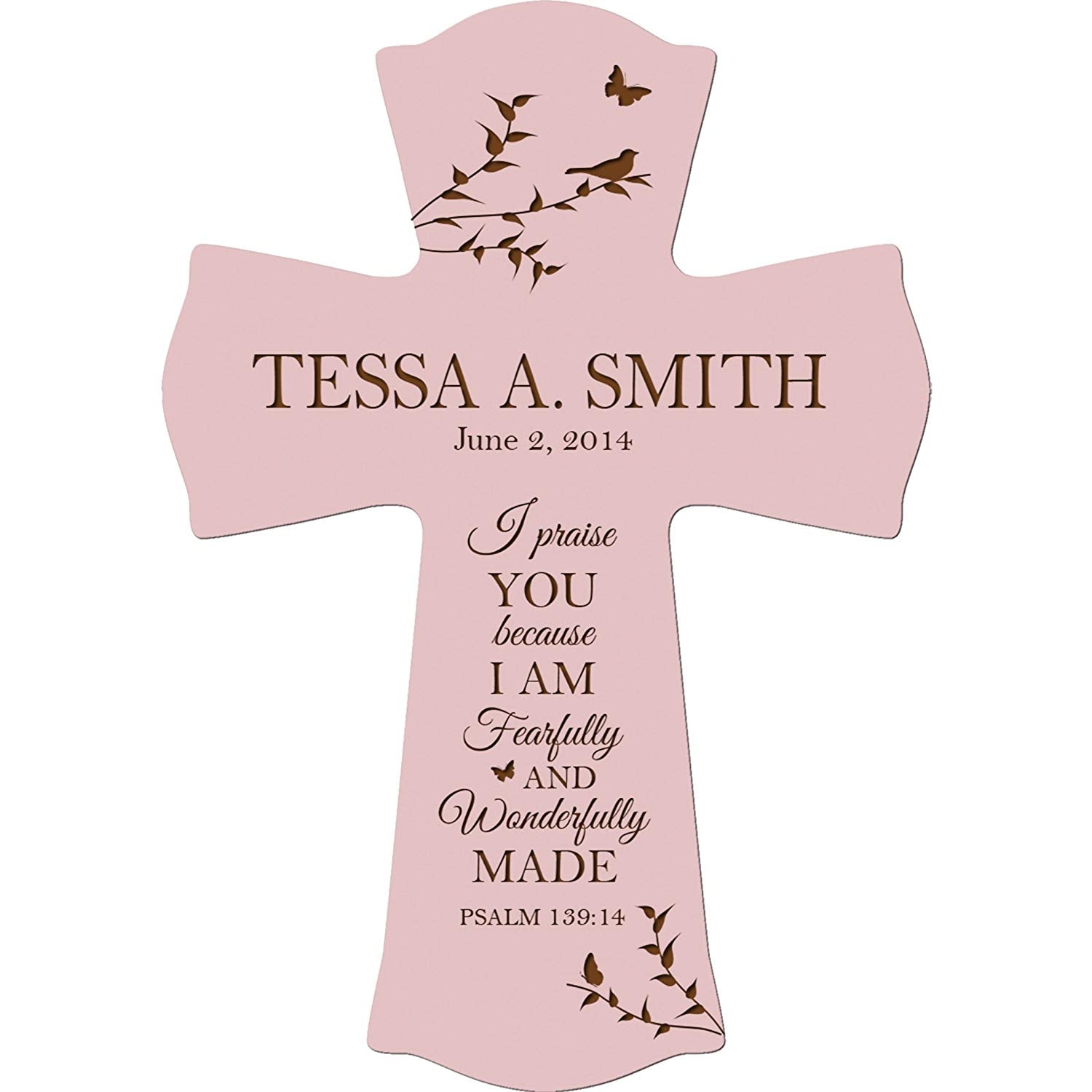 Personalized 1st Holy Communion Wall Cross - Fearfully and Wonderfully - LifeSong Milestones