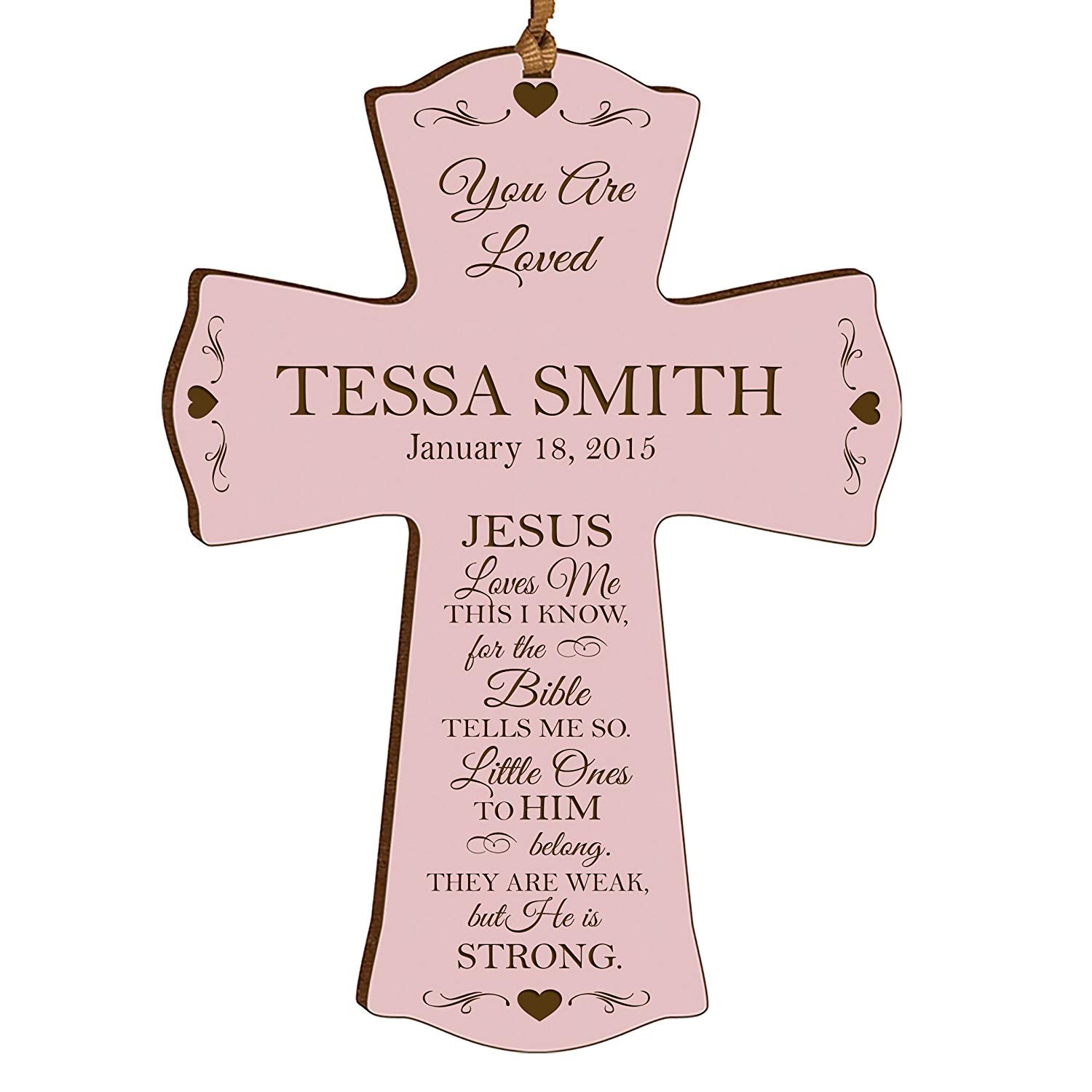 Personalized 1st Holy Communion Wall Cross - Jesus Loves Me - LifeSong Milestones