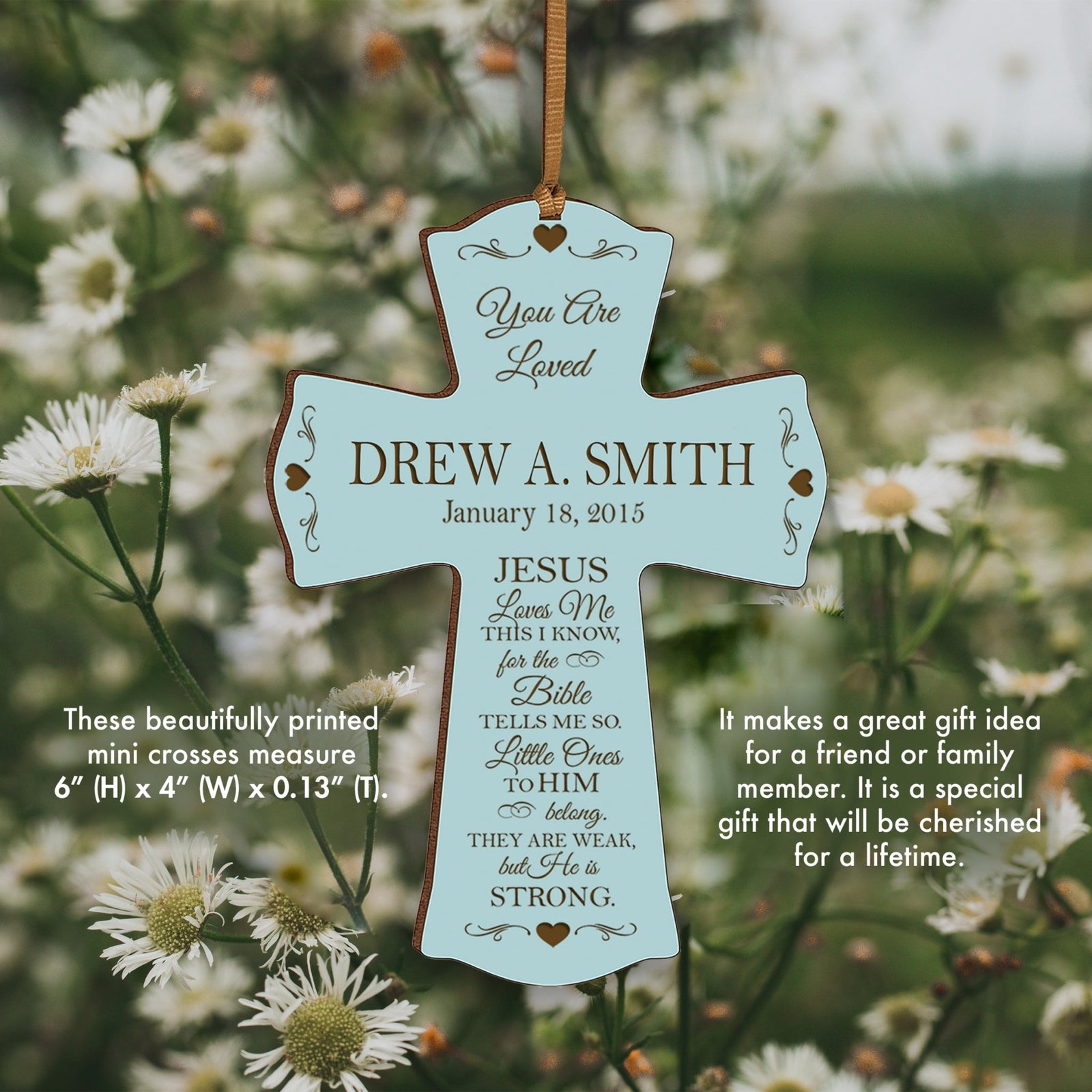 Personalized 1st Holy Communion Wall Cross - Jesus Loves Me - LifeSong Milestones