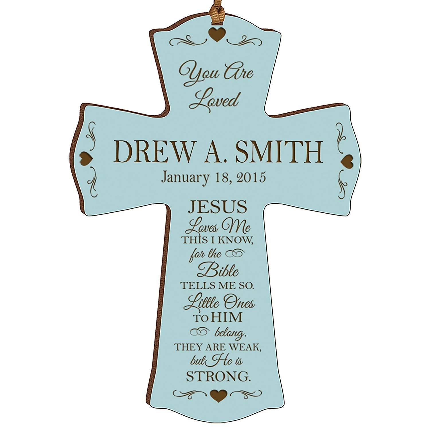 Personalized 1st Holy Communion Wall Cross - Jesus Loves Me - LifeSong Milestones