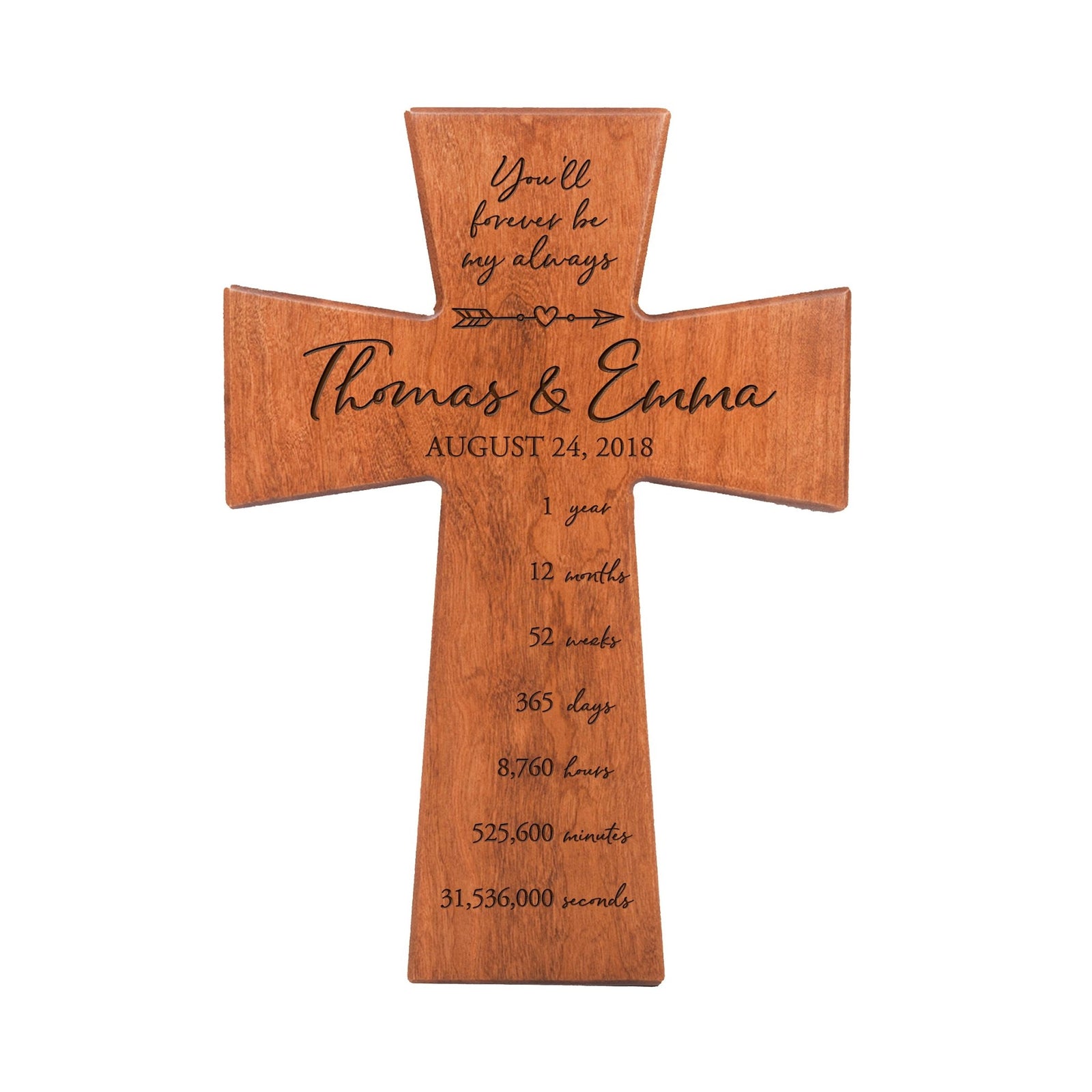 Lifesong Milestones Elegant Personalized Wall Cross - Perfect for 1st Wedding Anniversary