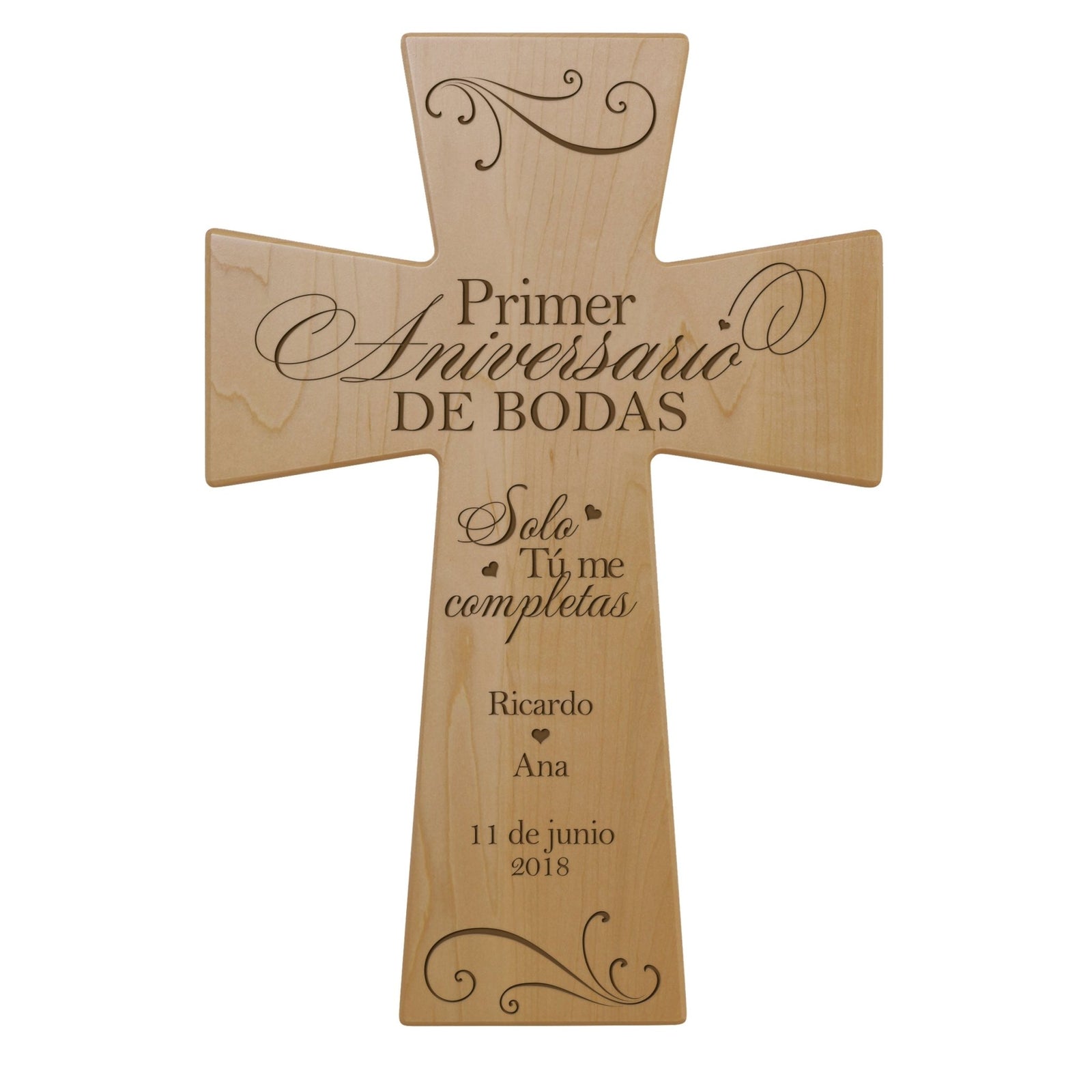 Personalized 1st Wedding Anniversary Spanish Wall Cross - Primer Aniversario - LifeSong Milestones