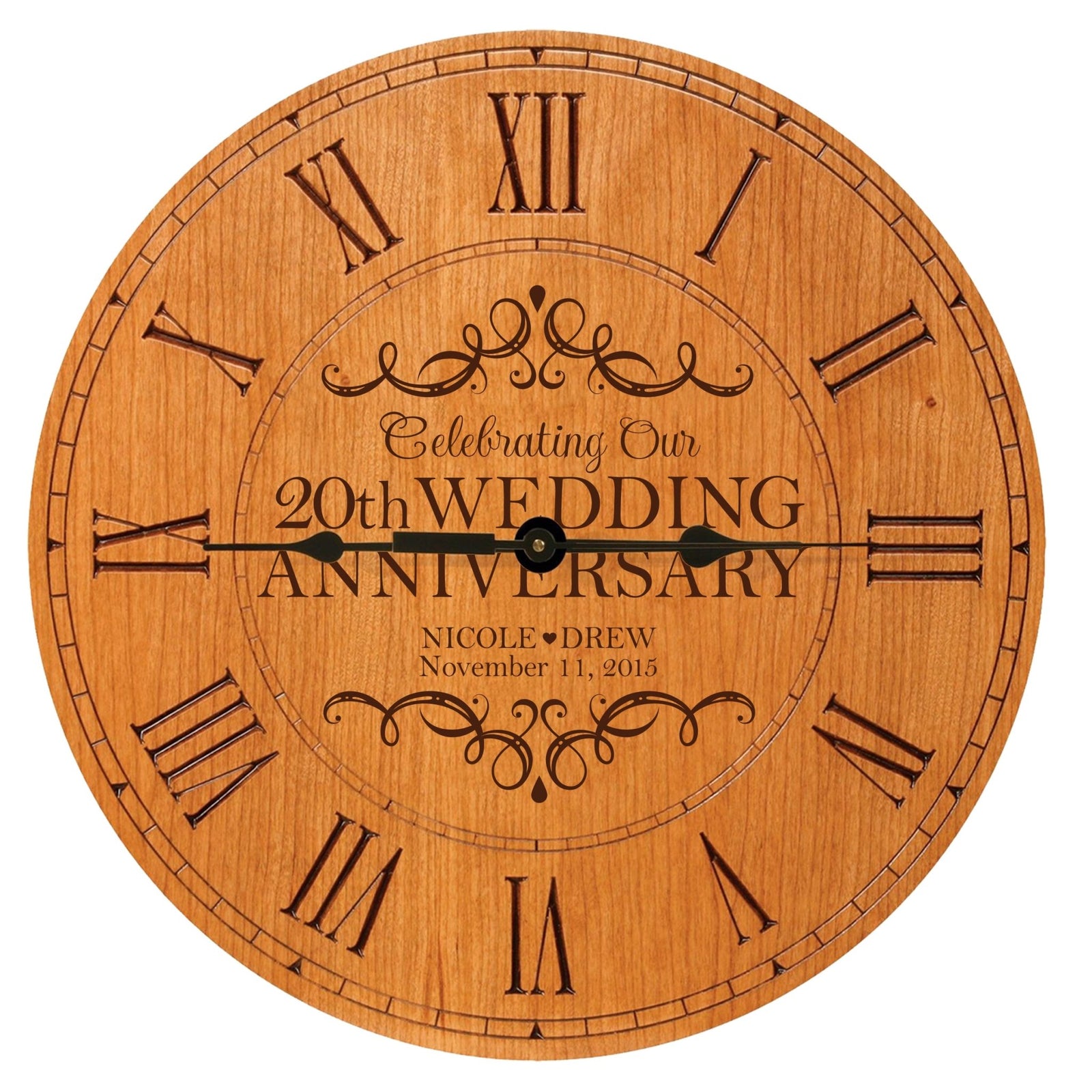 Lifesong Milestones Personalized Engraved Wooden Wall Clock for 20th Wedding Anniversary Gift Ideas