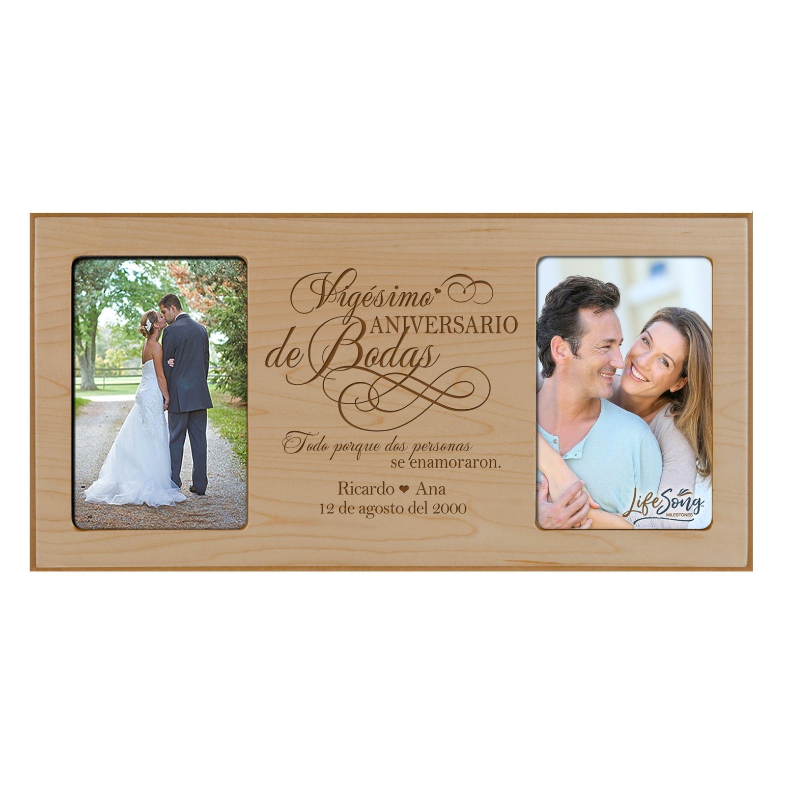 Lifesong Milestones Personalized Couples 20th Wedding Anniversary Spanish Picture Frame Home Decor