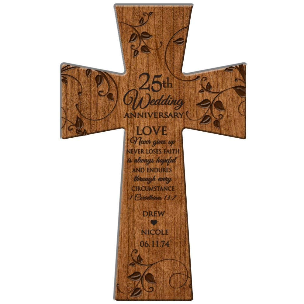 Personalized 25th Wedding Anniversary Wall Cross - Love