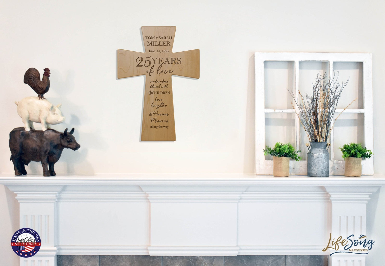 Thoughtful Gifts for Couples – Personalized 25th Wedding Anniversary Wall Cross