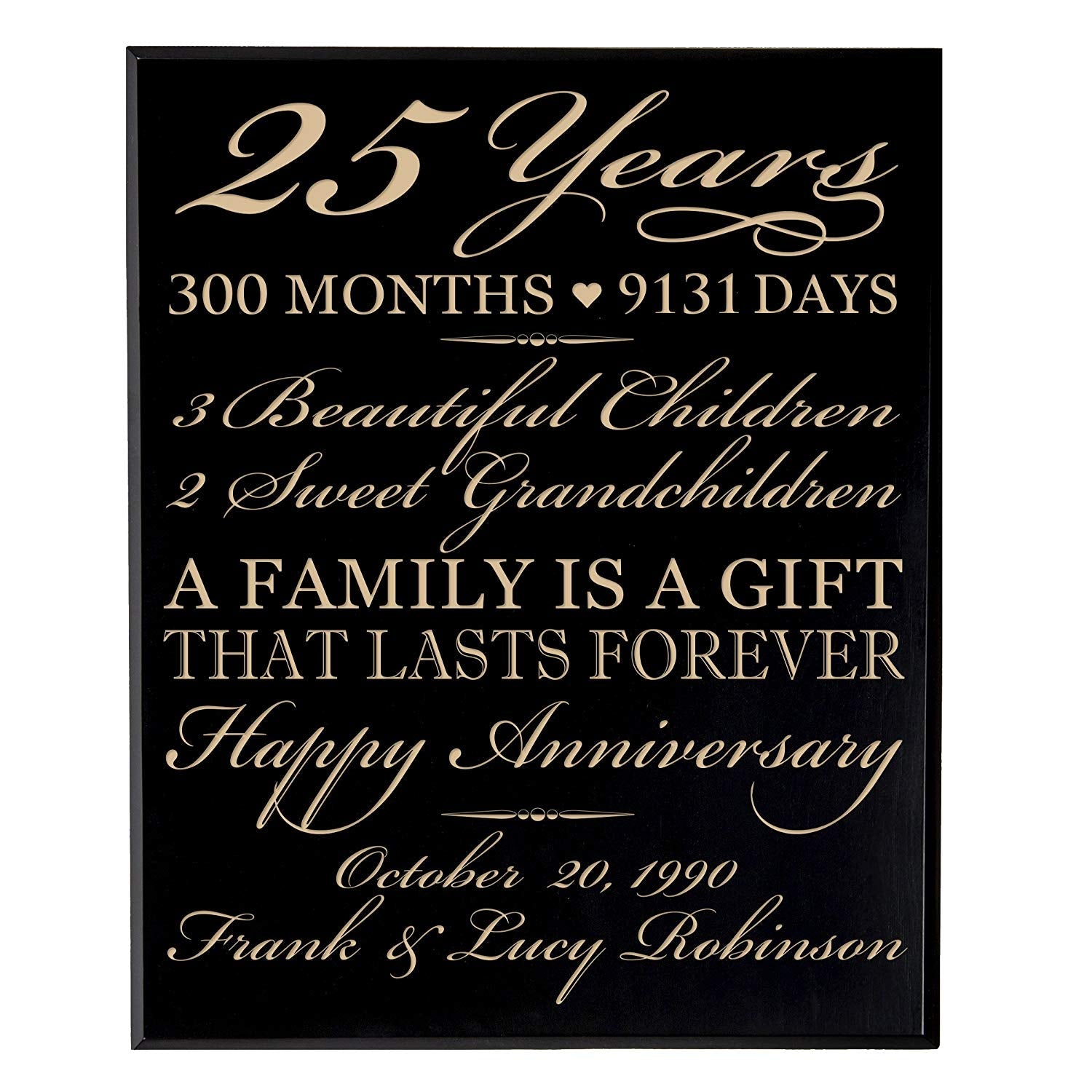 Personalized 25th Wedding Anniversary Wall Plaque - LifeSong Milestones