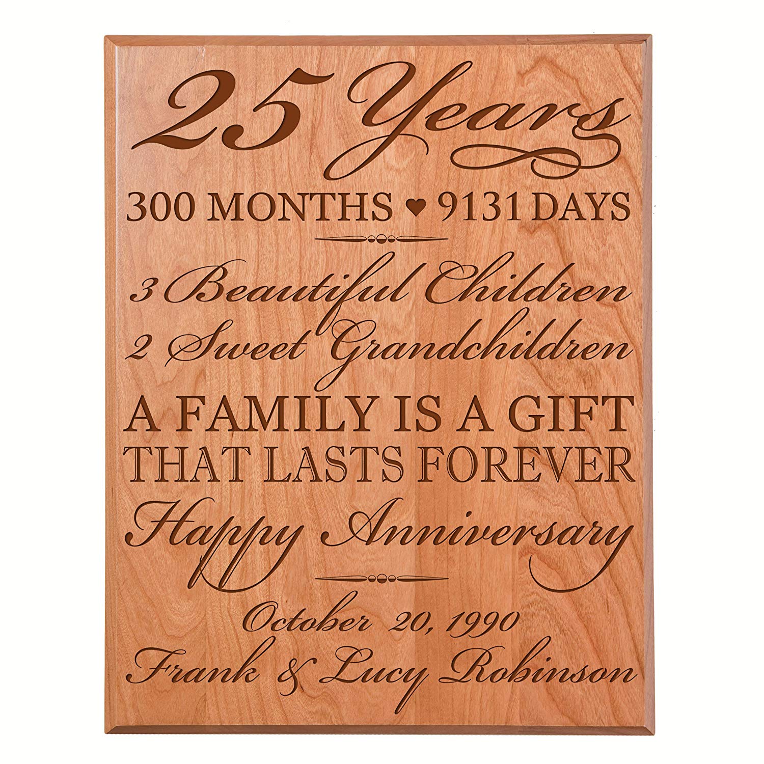 Personalized 25th Wedding Anniversary Wall Plaque - LifeSong Milestones