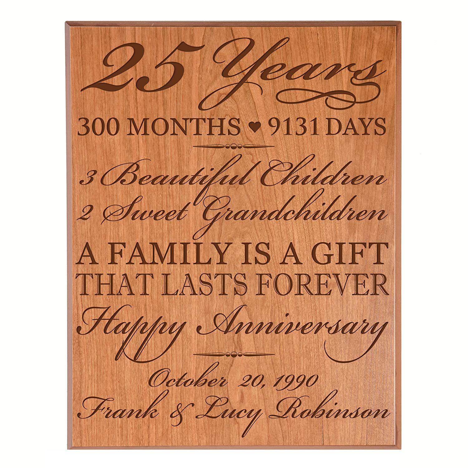 Personalized 25th Wedding Anniversary Wall Plaque - LifeSong Milestones