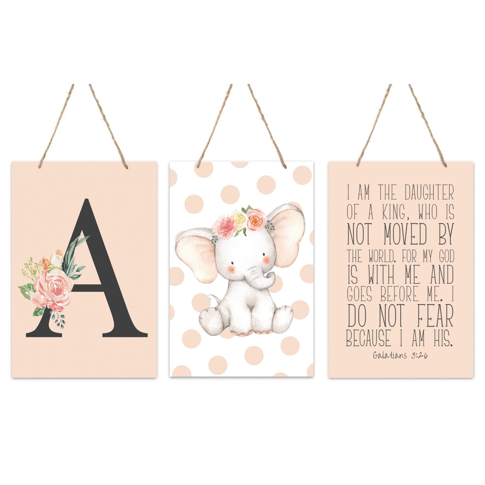 Personalized 3 Piece Nursery Wall Decor Monogram - Daughter of The King - LifeSong Milestones