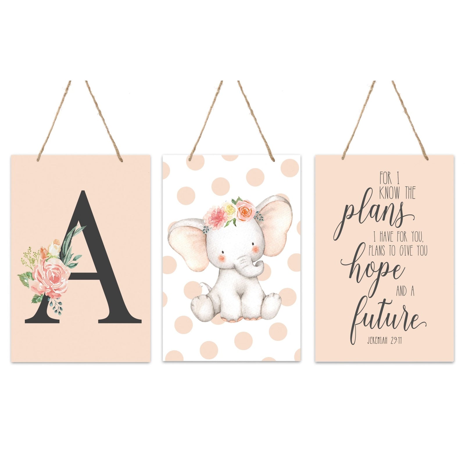 Personalized 3 Piece Nursery Wall Decor Monogram - I Know The Plans - LifeSong Milestones