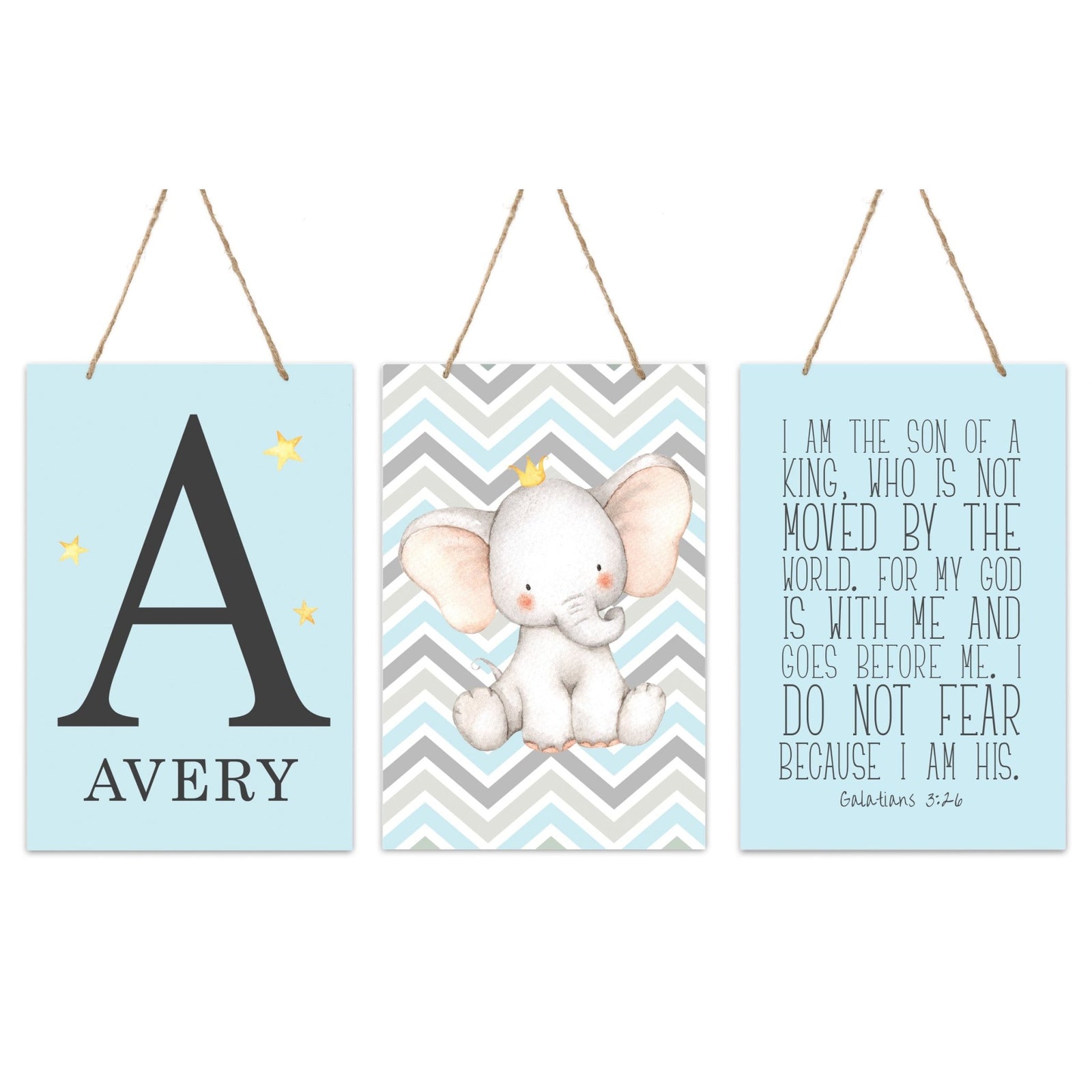 Personalized 3 Piece Nursery Wall Decor Monogram - Son of A King - LifeSong Milestones